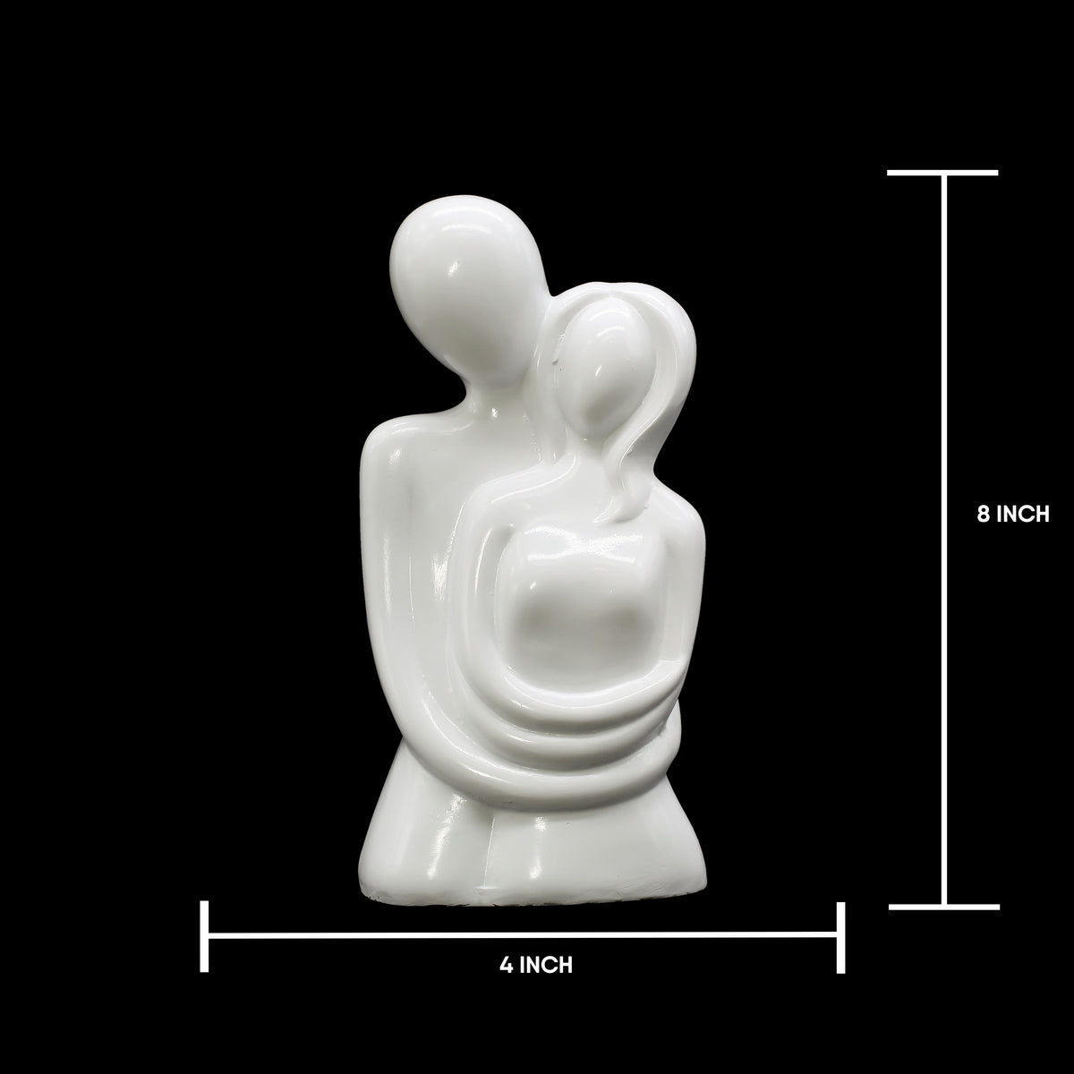 Modern White Ceramic Couple Statue - Romantic Abstract Lovers Sculpture for Home Decor, Minimalist Anniversary & Wedding Gift, Elegant Figurine for Living Room Shelf, Bedroom, or Office Desk