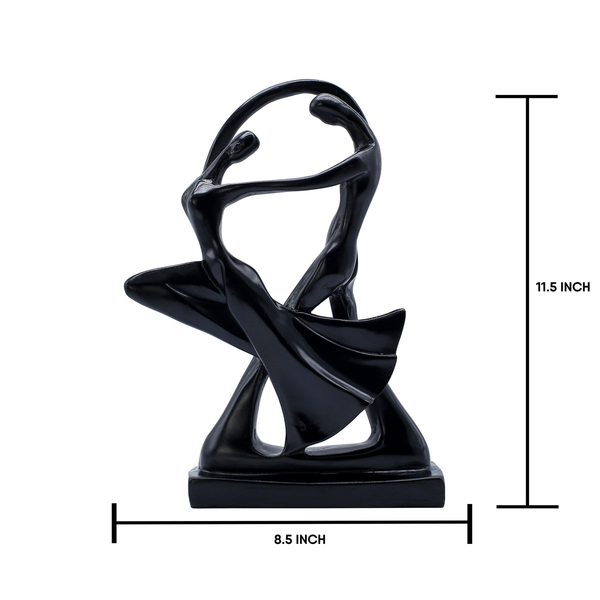 Abstract Romantic Couple Showpiece for Home Dcor | Modern Love Statue for Living Room Bedroom Table | Matte Black Resin Sculpture Gift Item