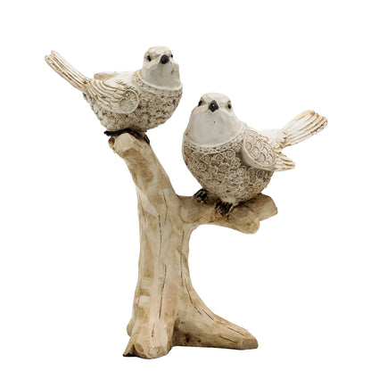 Modern Love Birds Sculpture on Tree Branch, Bird Centerpiece for Table Decor, Contemporary Home Decor for Living Room, Office & Shelf