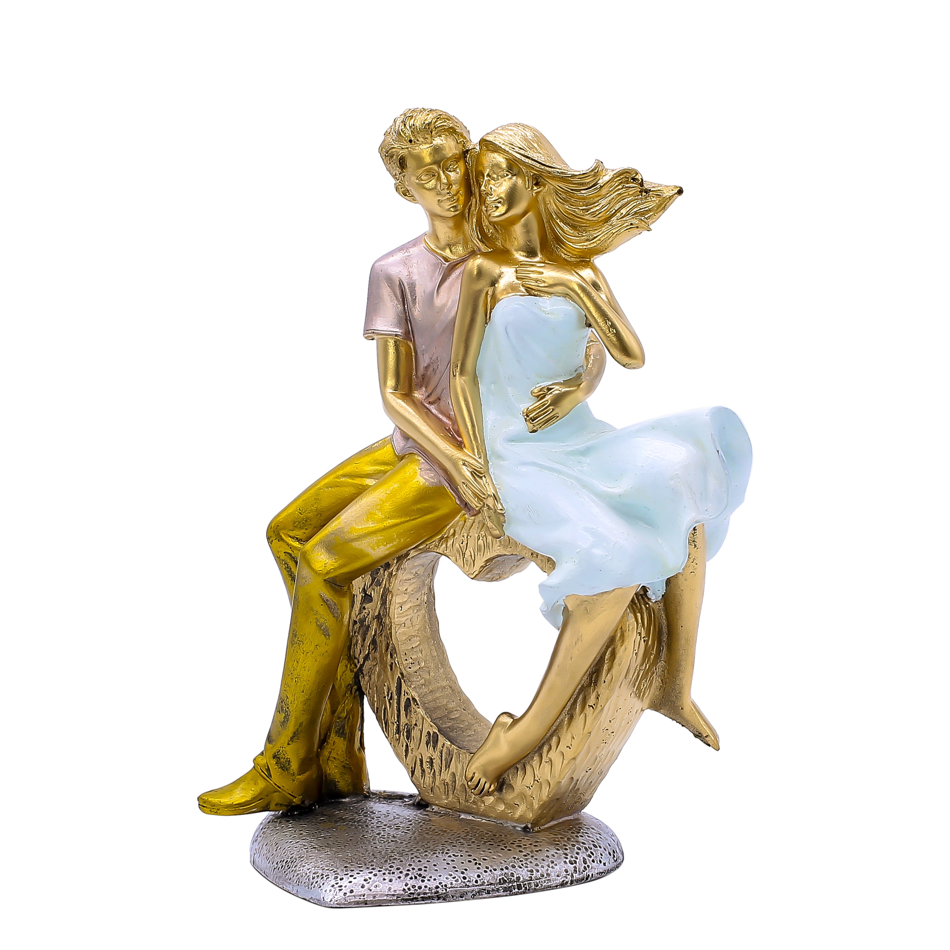 Handmade Romantic Couple Statue for Home Decoration | Polyresin Showpiece Gift Item