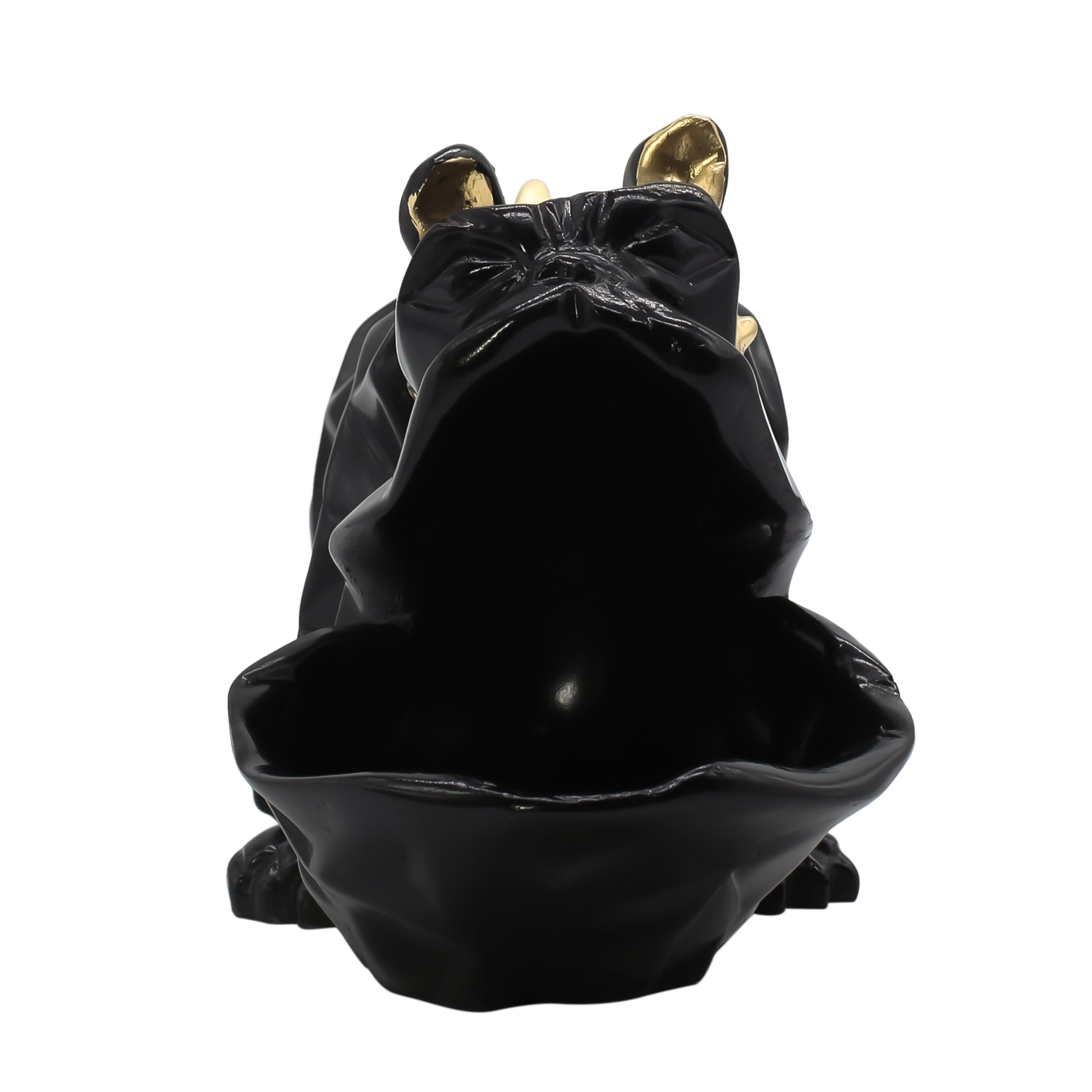 French Bulldog Gentleman Figurine - Decorative Black Dog Statue with Tray & Umbrella for Home Decor, Living Room, Office Desk & Gifting - 10-Inch Handcrafted Resin Art