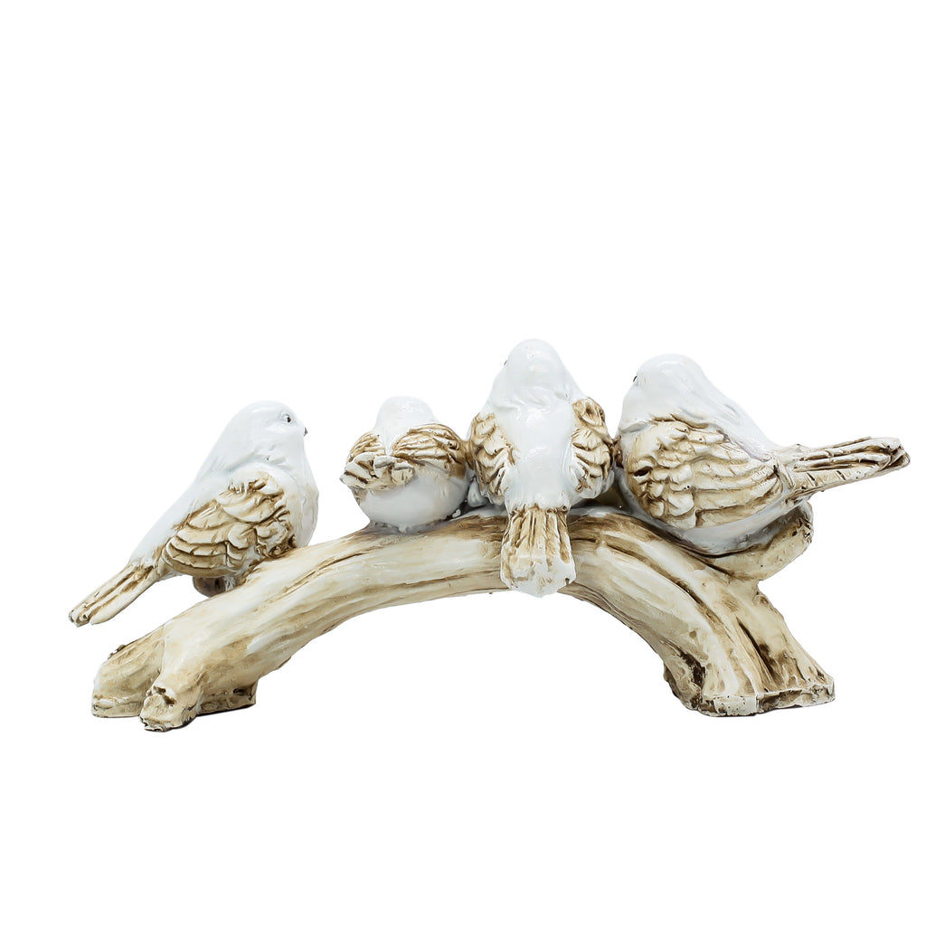 4 Birds on Tree Branch Showpiece, Resin Bird Figurine, Handmade Home Decor, Living Room Bedroom Office Decoration Gift