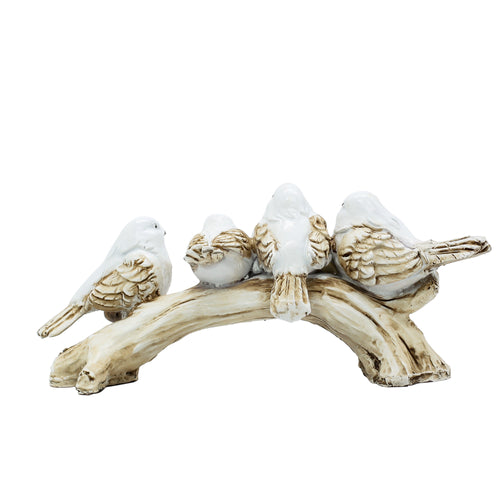 4 Birds on Tree Branch Showpiece, Resin Bird Figurine, Handmade Home Decor, Living Room Bedroom Office Decoration Gift
