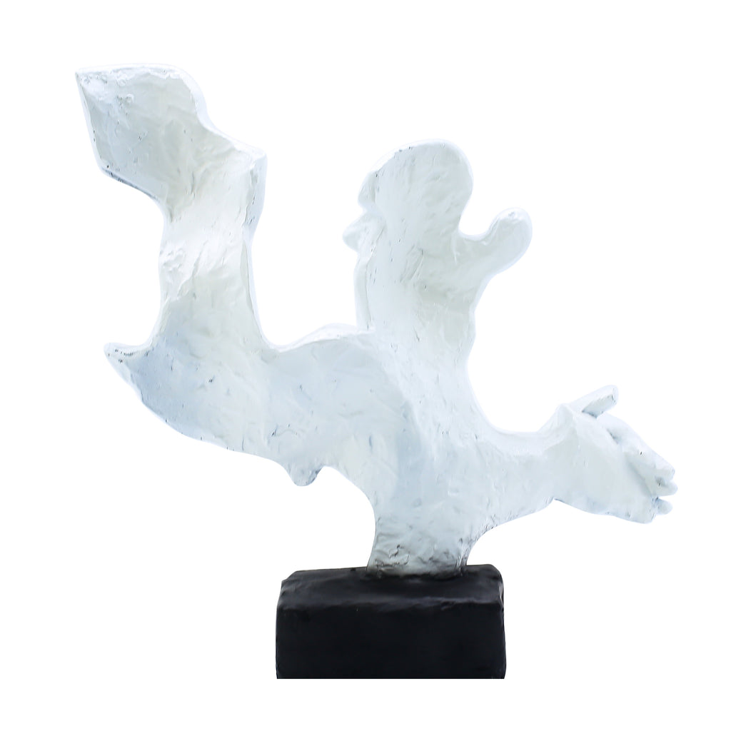 Abstract Double Face Sculpture | Modern White Artistic Showpiece | Polyresin Figurine for Home Decor, Living Room Shelf & Office Table