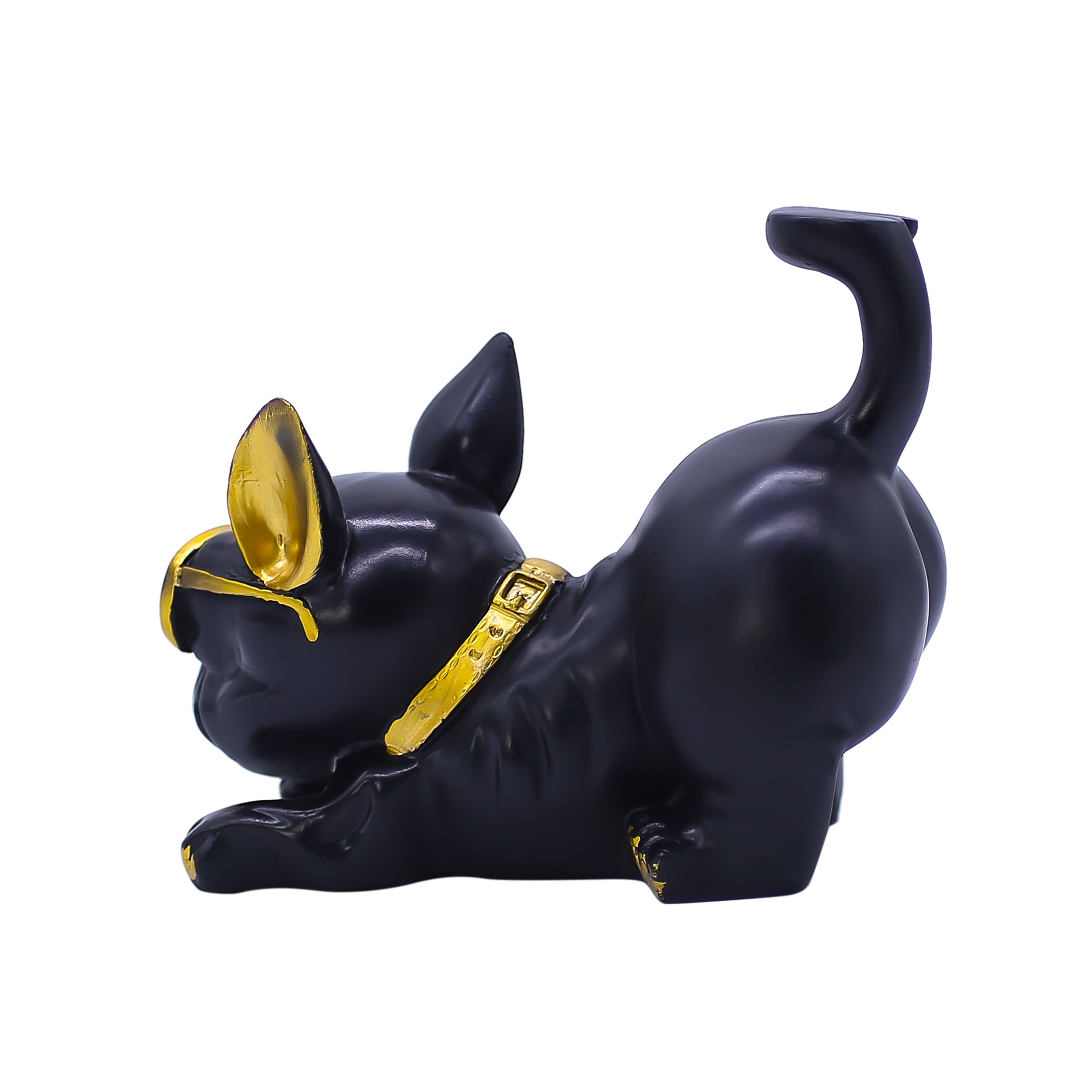 French Bulldog Gentleman Figurine - Decorative Black Dog Statue with Tray & Umbrella for Home Decor, Living Room, Office Desk & Gifting - 10-Inch Handcrafted Resin Art