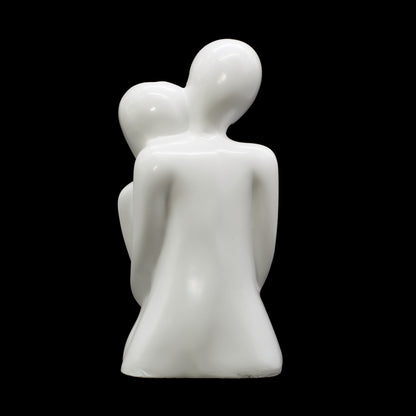 Modern White Ceramic Couple Statue - Romantic Abstract Lovers Sculpture for Home Decor, Minimalist Anniversary & Wedding Gift, Elegant Figurine for Living Room Shelf, Bedroom, or Office Desk