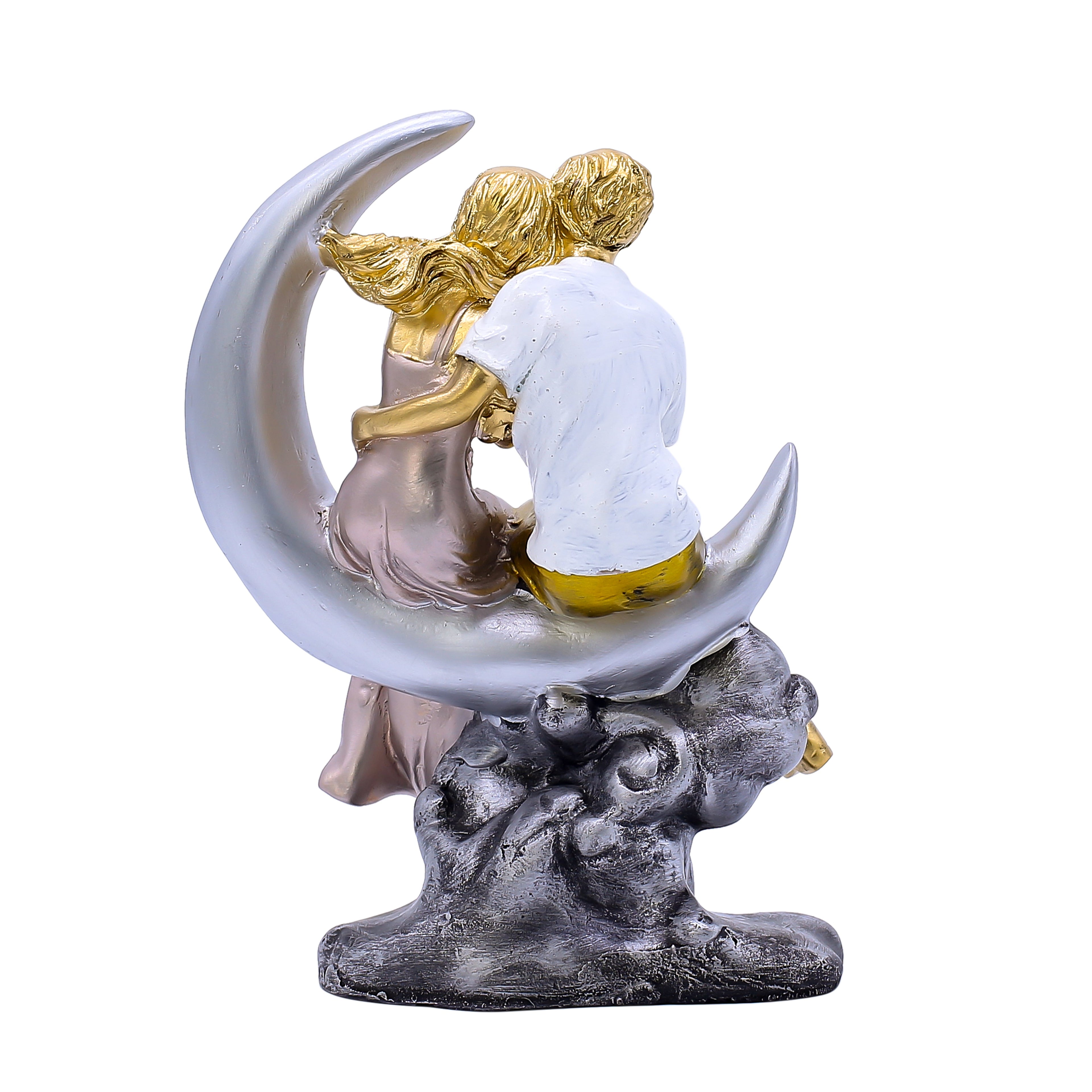 Minimalist Hugging Couple Statue | Cream White Polyresin Modern Art Figurine | Aesthetic Home Decor Showpiece for Living Room, Bedroom & Gifting