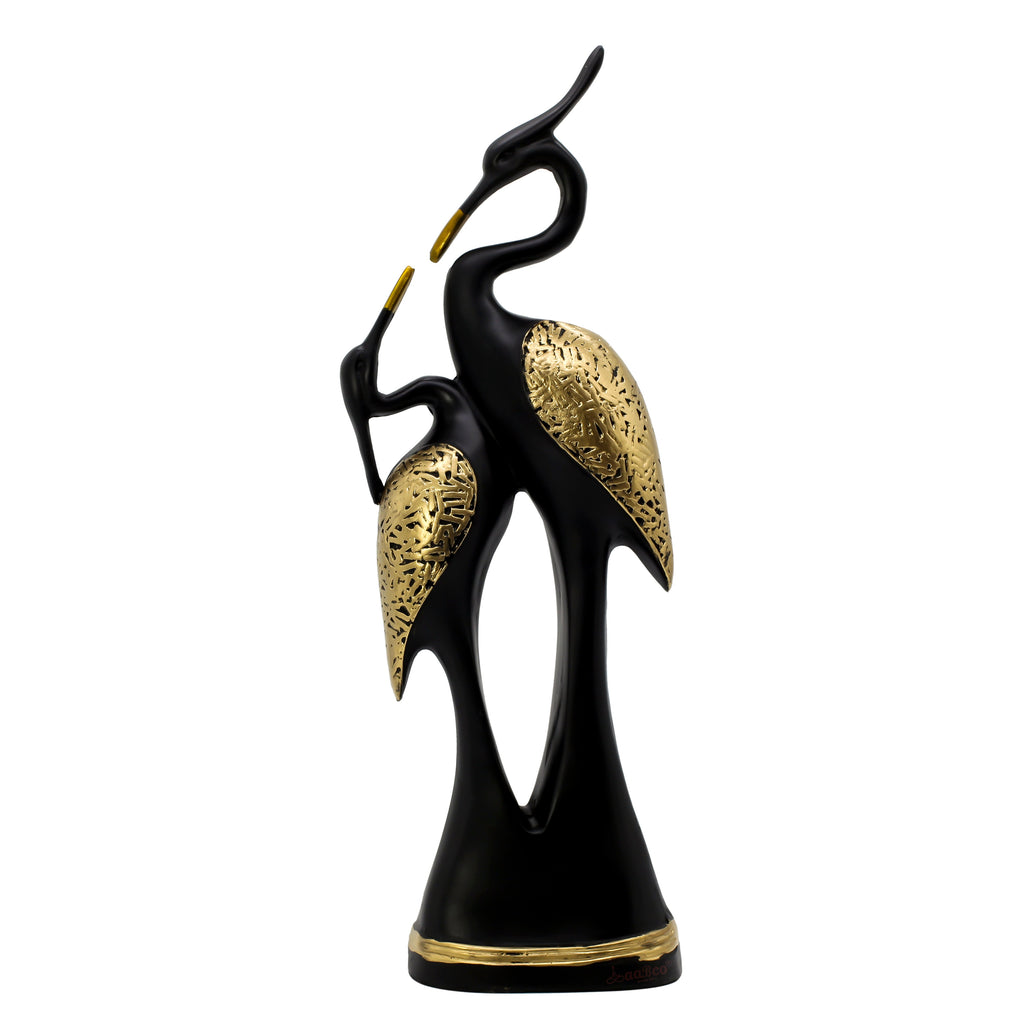 Nordic Black Gold Crane Couple Statue, Elegant Resin Bird Figurine, Romantic Love Bird Sculpture, Modern Living Room Decor, Wedding Anniversary Gift