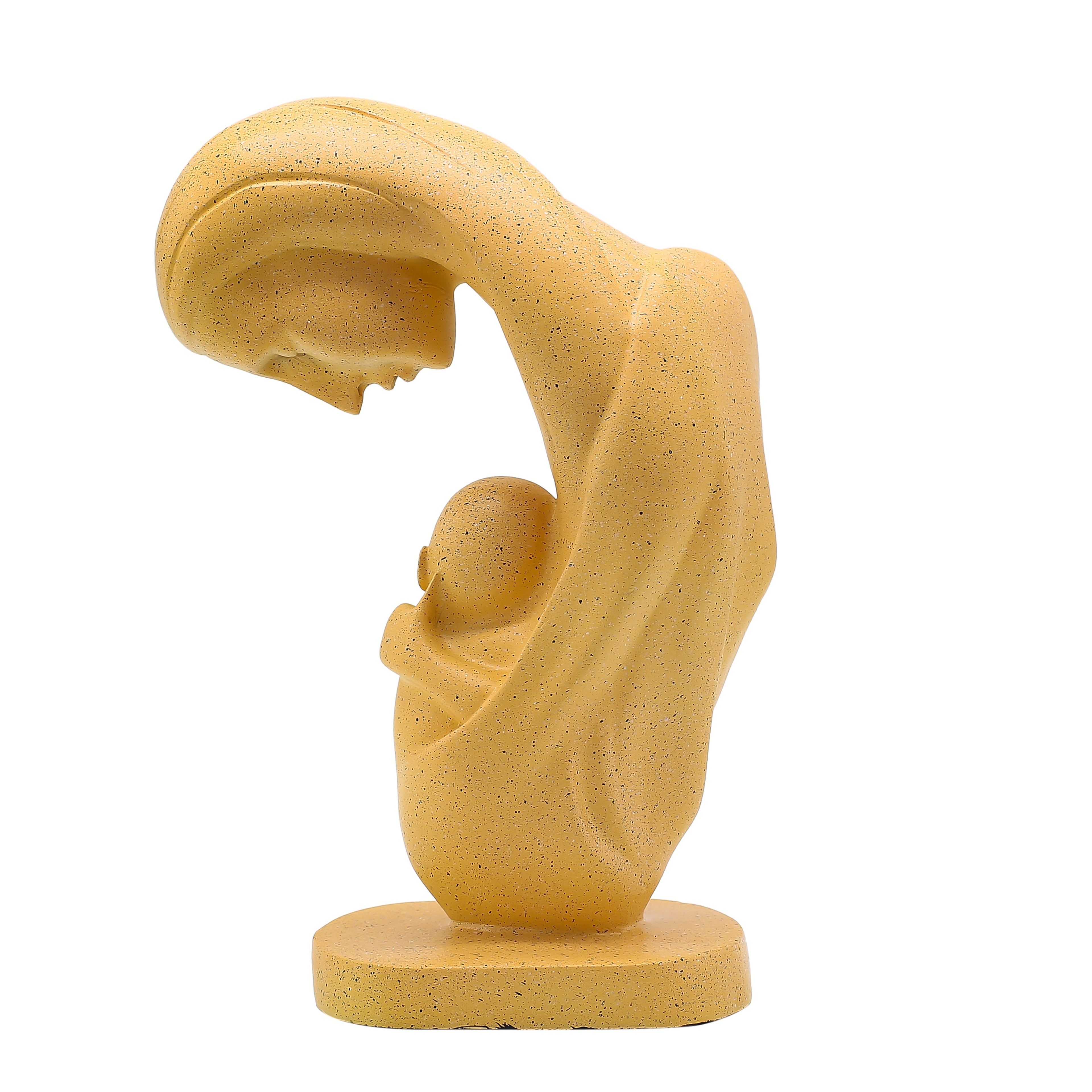 Divine Mother and Child Sculpture | Loving Embrace Showpiece | Yellow Polyresin Figurine for Home Decor, Baby Room & Mother's Day Gifting