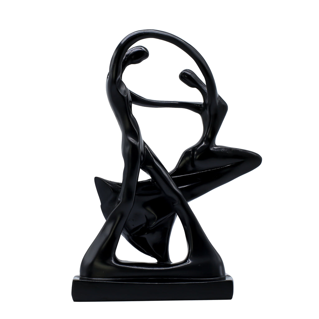Abstract Romantic Couple Showpiece for Home Dcor | Modern Love Statue for Living Room Bedroom Table | Matte Black Resin Sculpture Gift Item