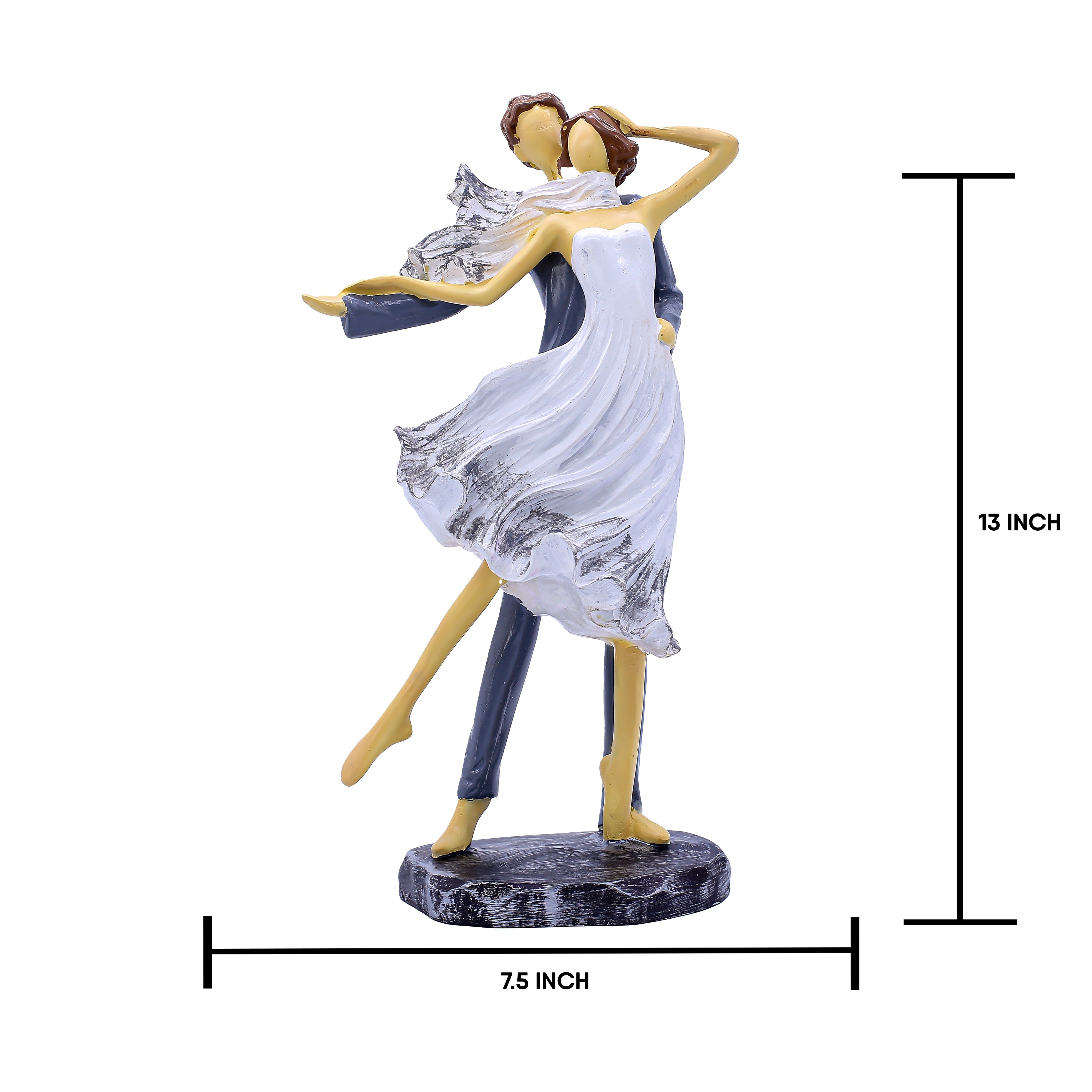 Dancing Romantic Couple Showpiece for Home Dcor | Handicrafted Polyresin Love Statue Gift for Anniversary, Wedding & Housewarming
