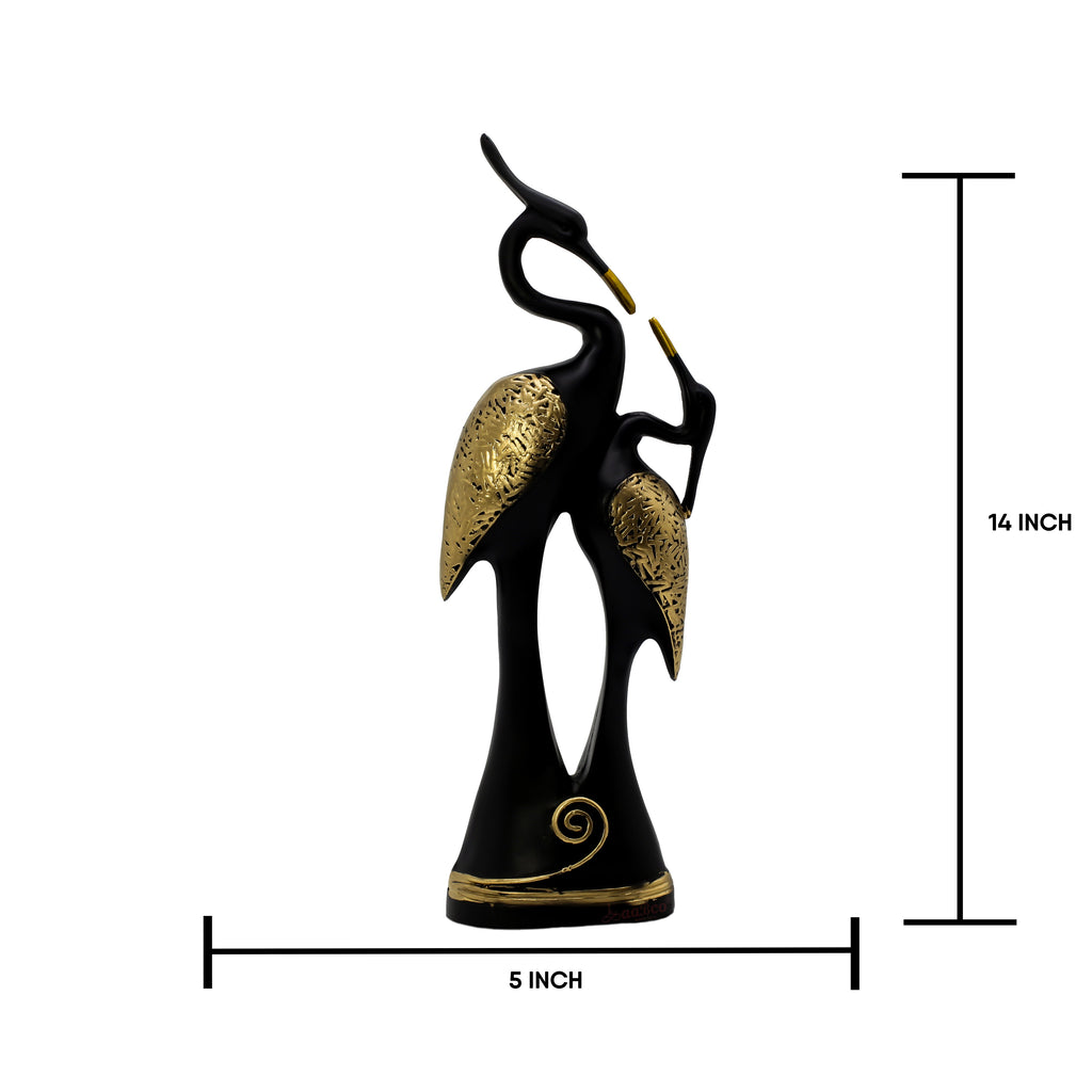 Nordic Black Gold Crane Couple Statue, Elegant Resin Bird Figurine, Romantic Love Bird Sculpture, Modern Living Room Decor, Wedding Anniversary Gift
