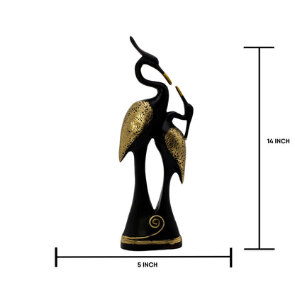 Nordic Black Gold Crane Couple Statue, Elegant Resin Bird Figurine, Romantic Love Bird Sculpture, Modern Living Room Decor, Wedding Anniversary Gift