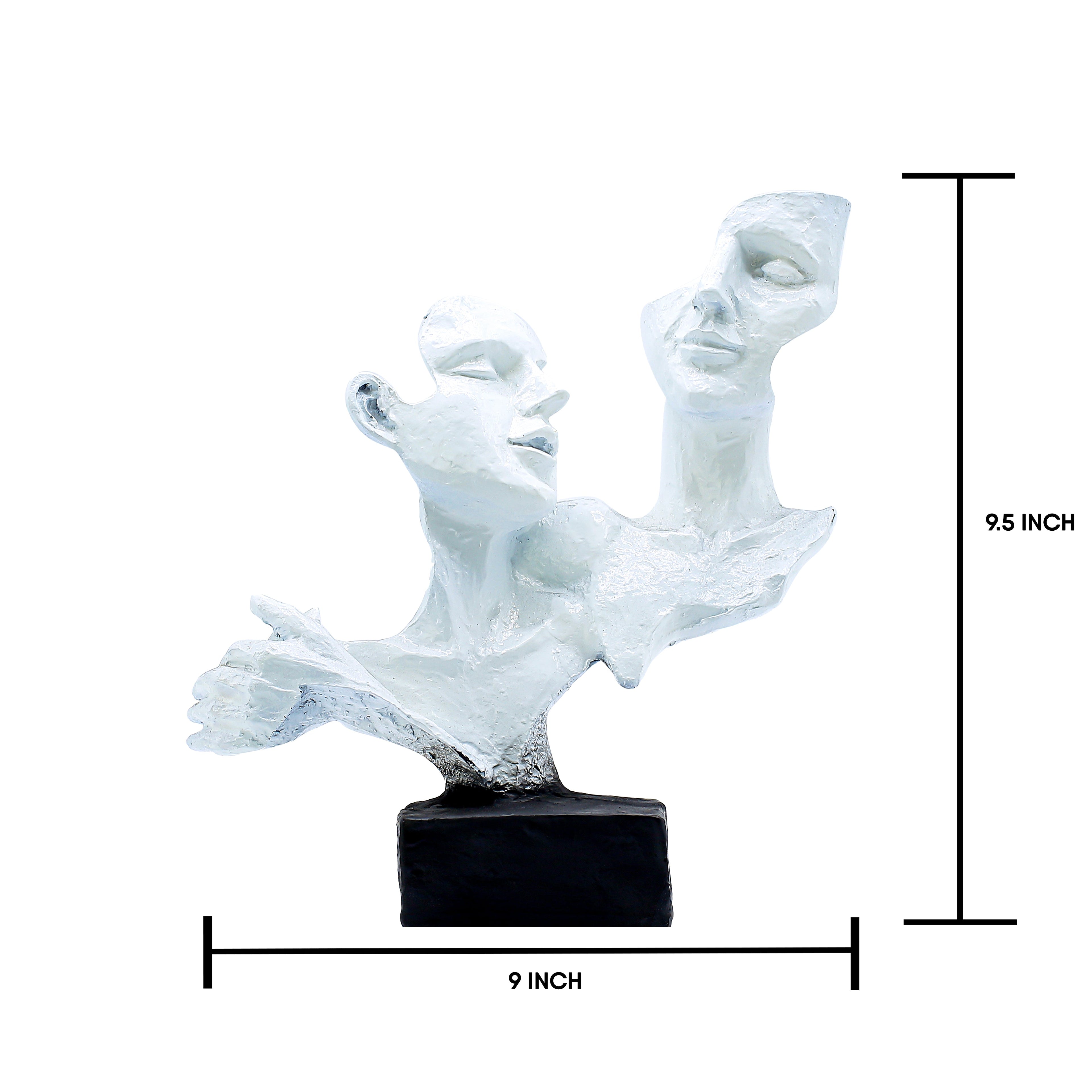 Abstract Double Face Sculpture | Modern White Artistic Showpiece | Polyresin Figurine for Home Decor, Living Room Shelf & Office Table
