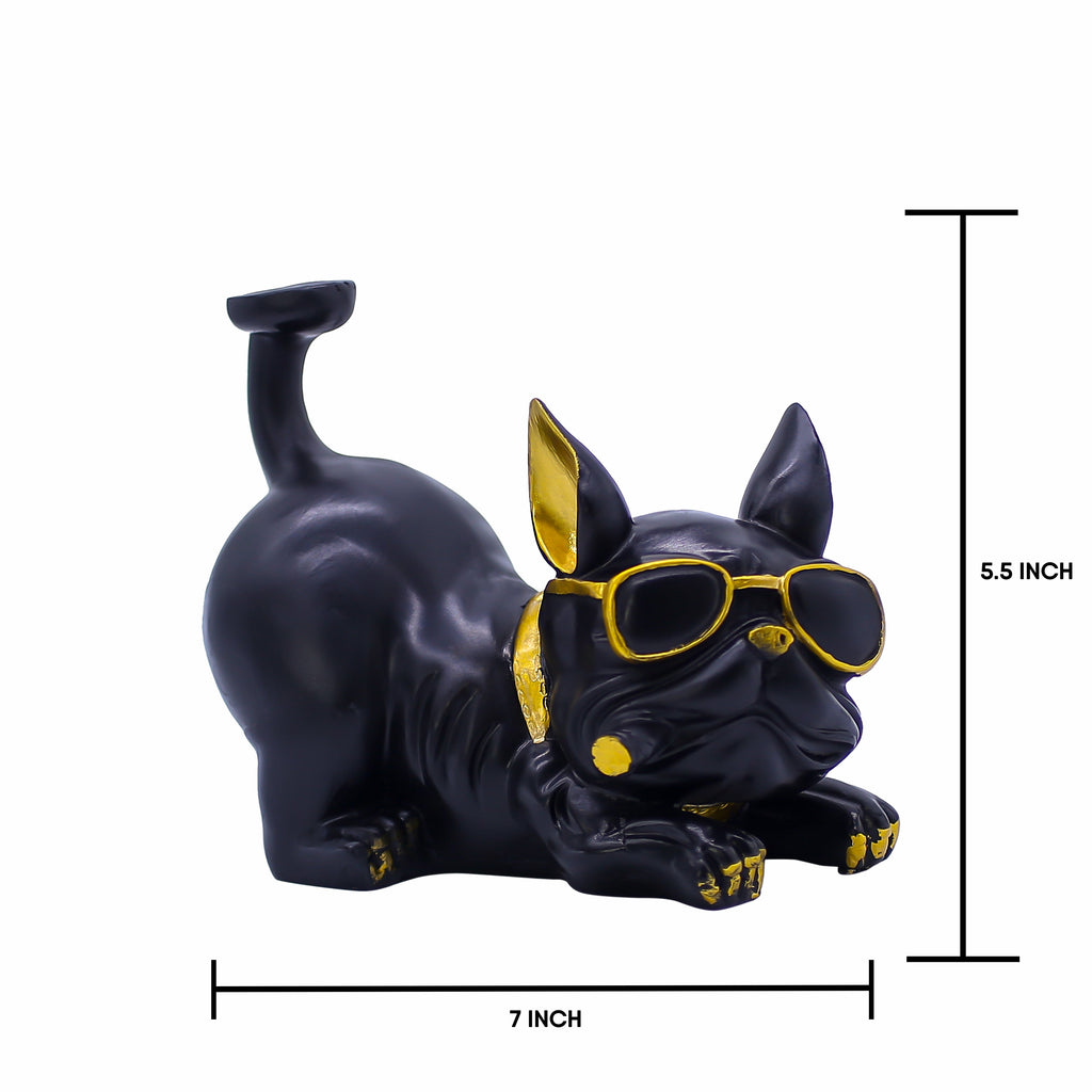 French Bulldog Gentleman Figurine - Decorative Black Dog Statue with Tray & Umbrella for Home Decor, Living Room, Office Desk & Gifting - 10-Inch Handcrafted Resin Art
