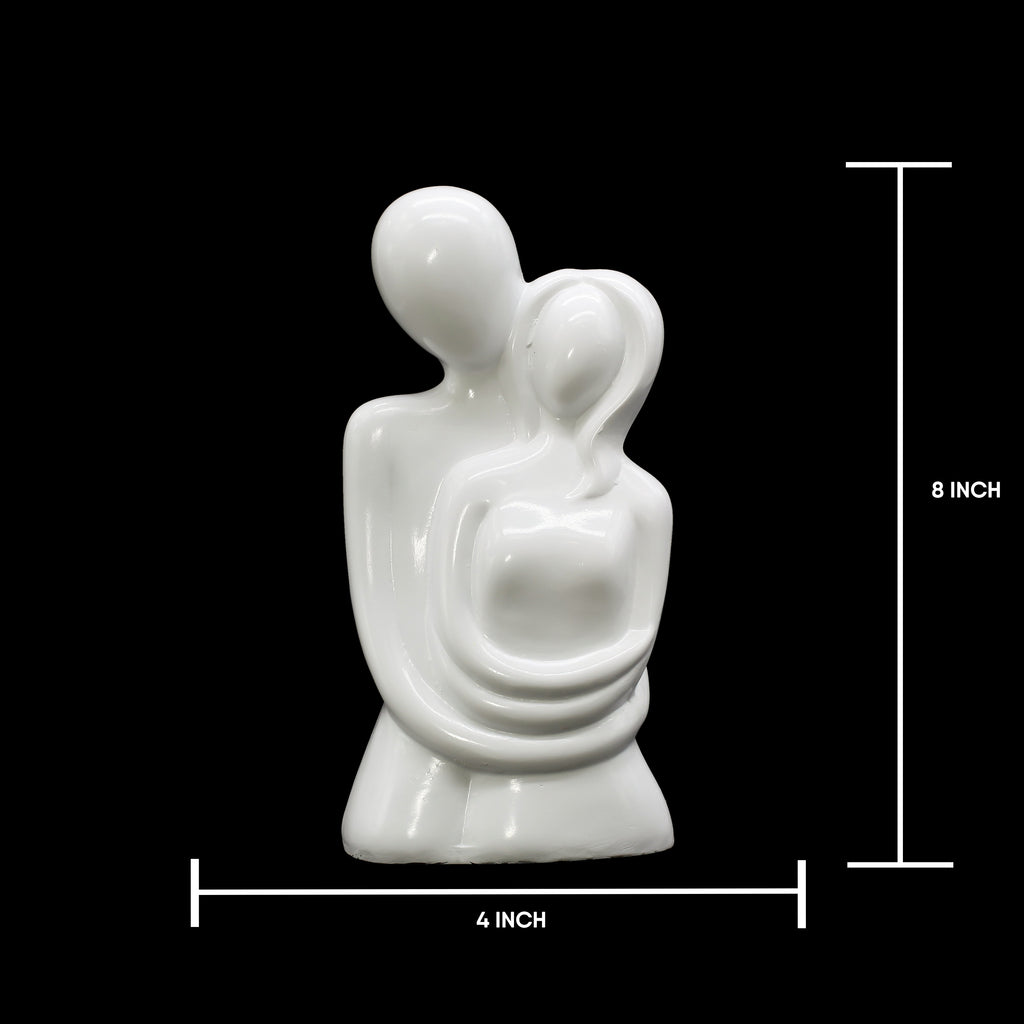 Modern White Ceramic Couple Statue - Romantic Abstract Lovers Sculpture for Home Decor, Minimalist Anniversary & Wedding Gift, Elegant Figurine for Living Room Shelf, Bedroom, or Office Desk