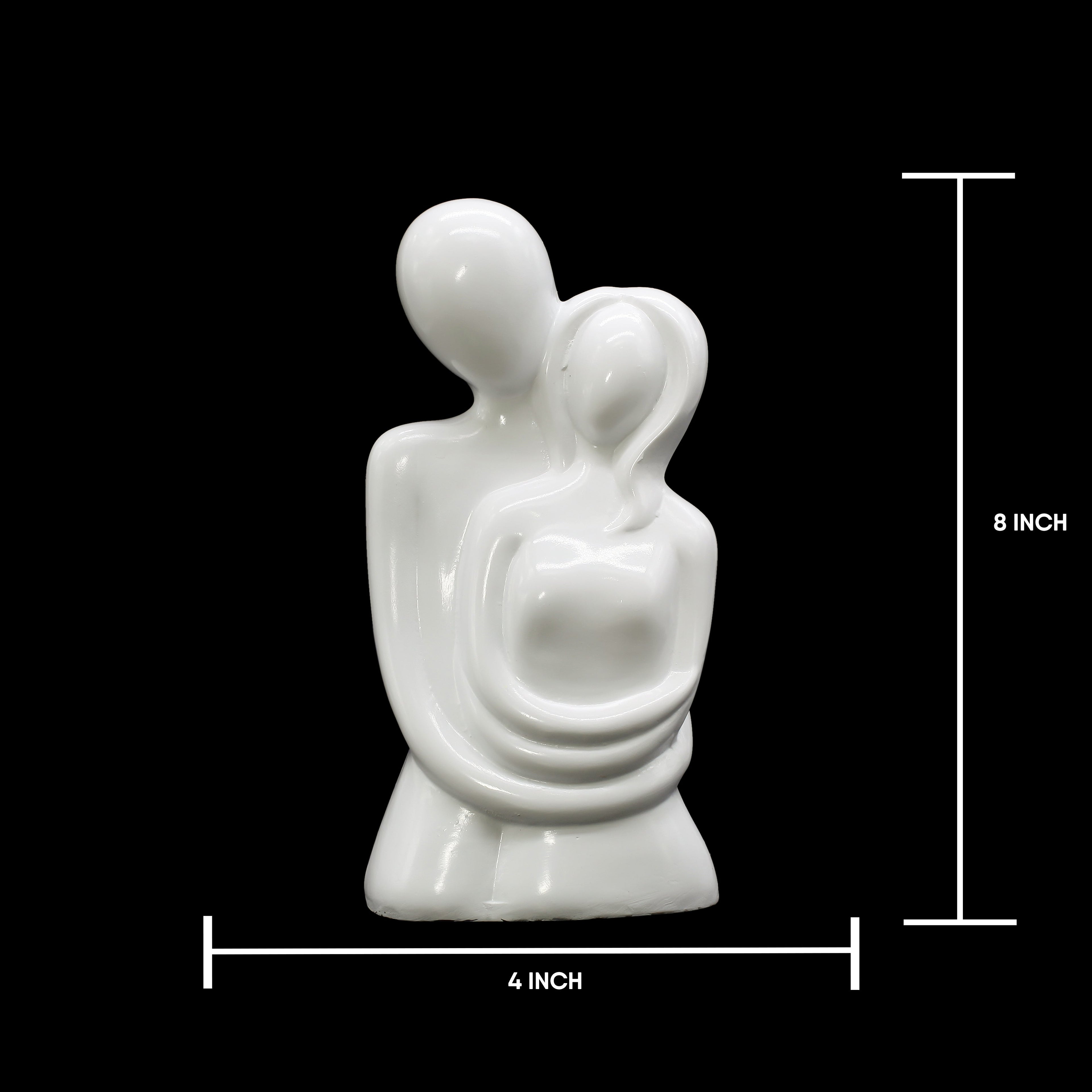 Modern White Ceramic Couple Statue - Romantic Abstract Lovers Sculpture for Home Decor, Minimalist Anniversary & Wedding Gift, Elegant Figurine for Living Room Shelf, Bedroom, or Office Desk