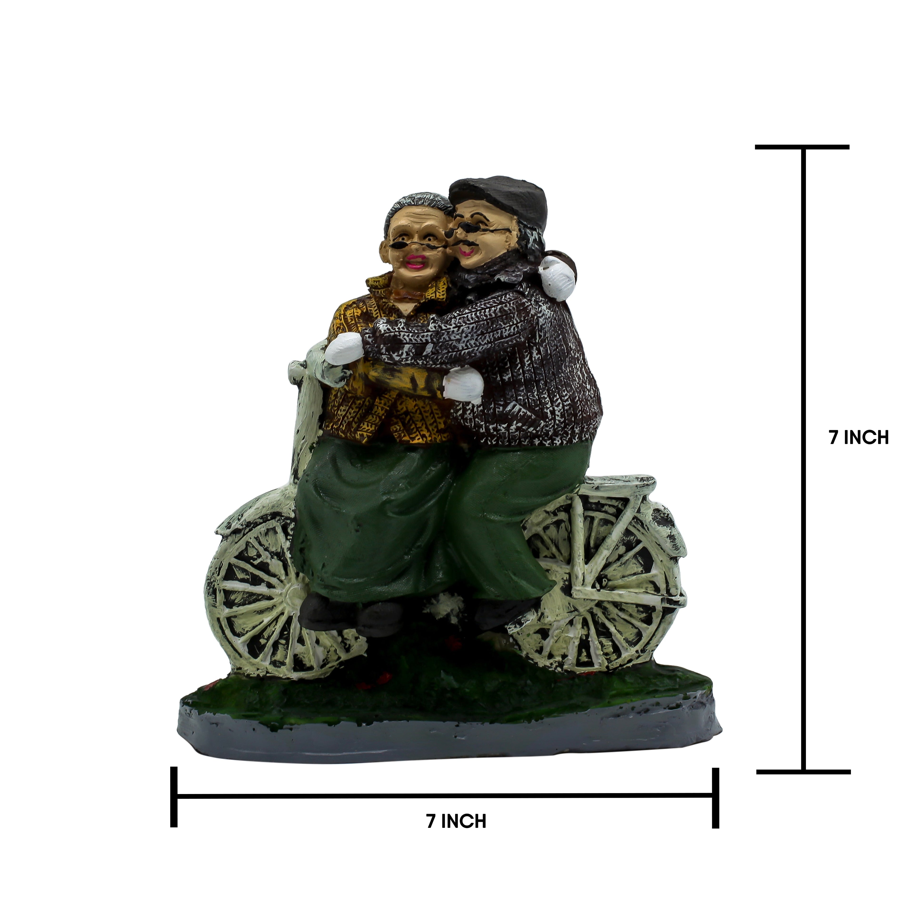Romantic Elderly Couple Bicycle Showpiece | Handcrafted Resin Love Figurine for Home Decor | Anniversary Gift, Living Room & Bedroom Decorative Statue