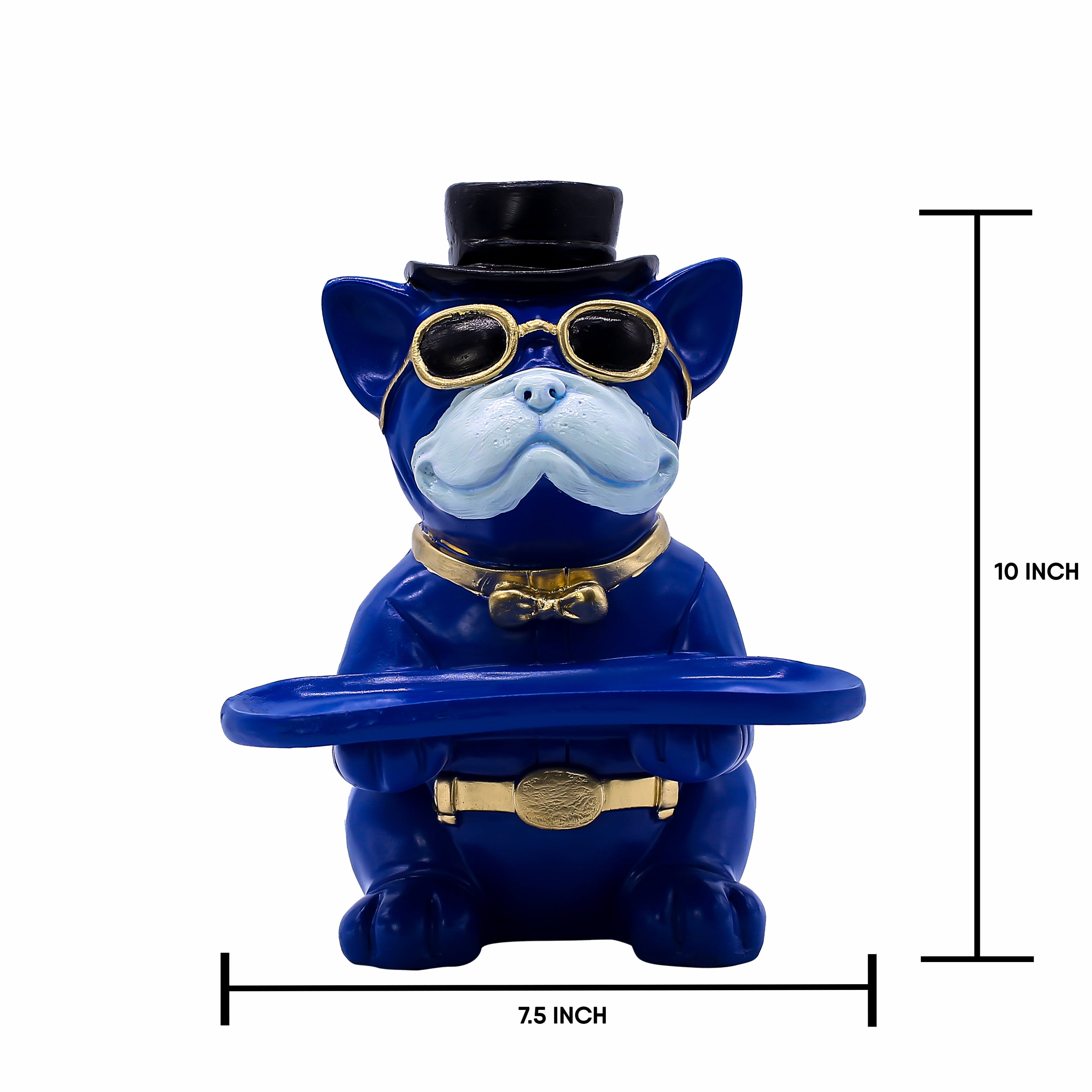Elegant Cap Black Dog  Showpiece for Home Dcor | Modern Polyresin Dog Figurine Set with Gold Accents | Tabletop Decorative Statue for Living Room, O