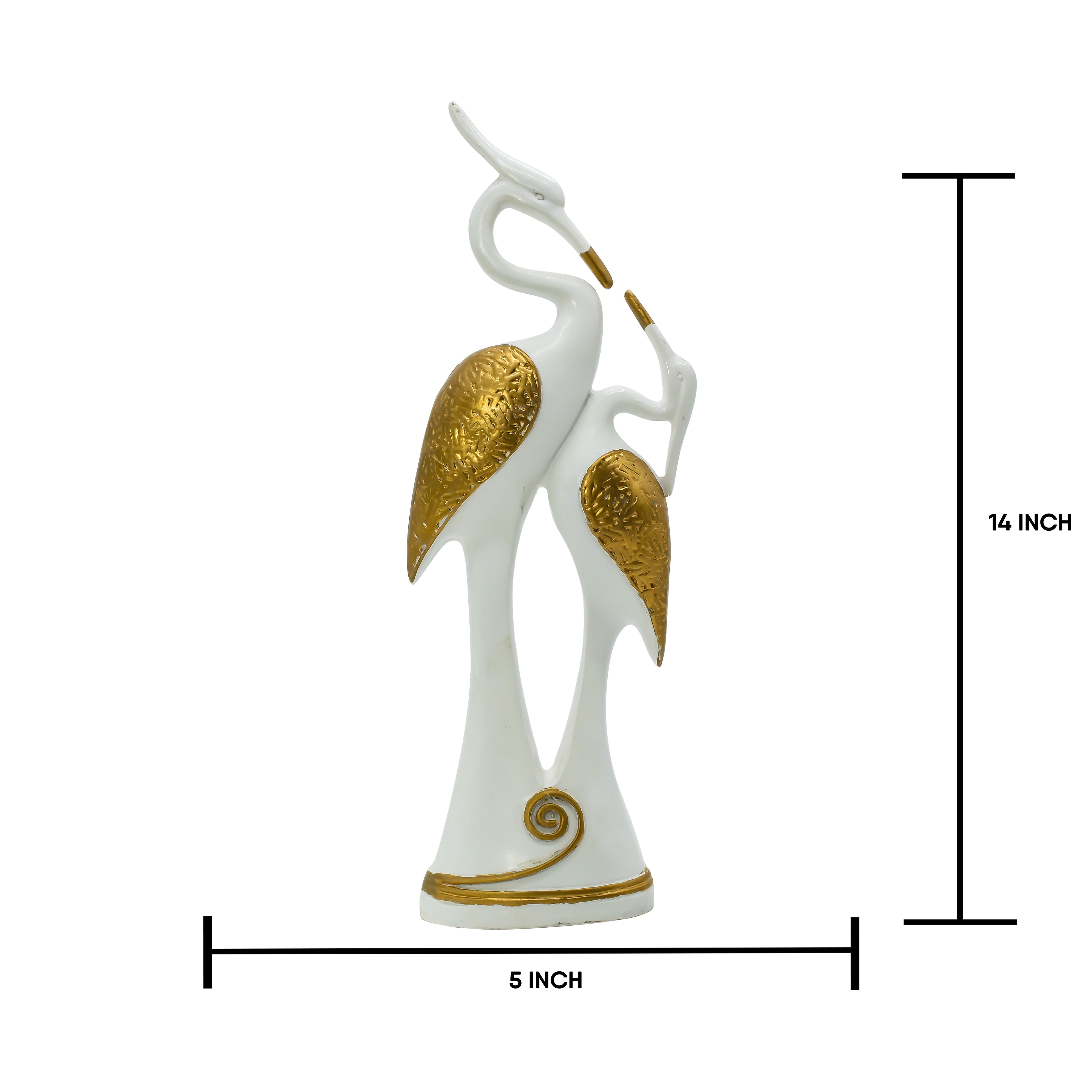 Modern White and Gold Crane Couple Statue ? Elegant Resin Figurine with Textured Wings, Nordic Style Animal Sculpture for Home Decor, Living Room, or Wedding Anniversary Gift