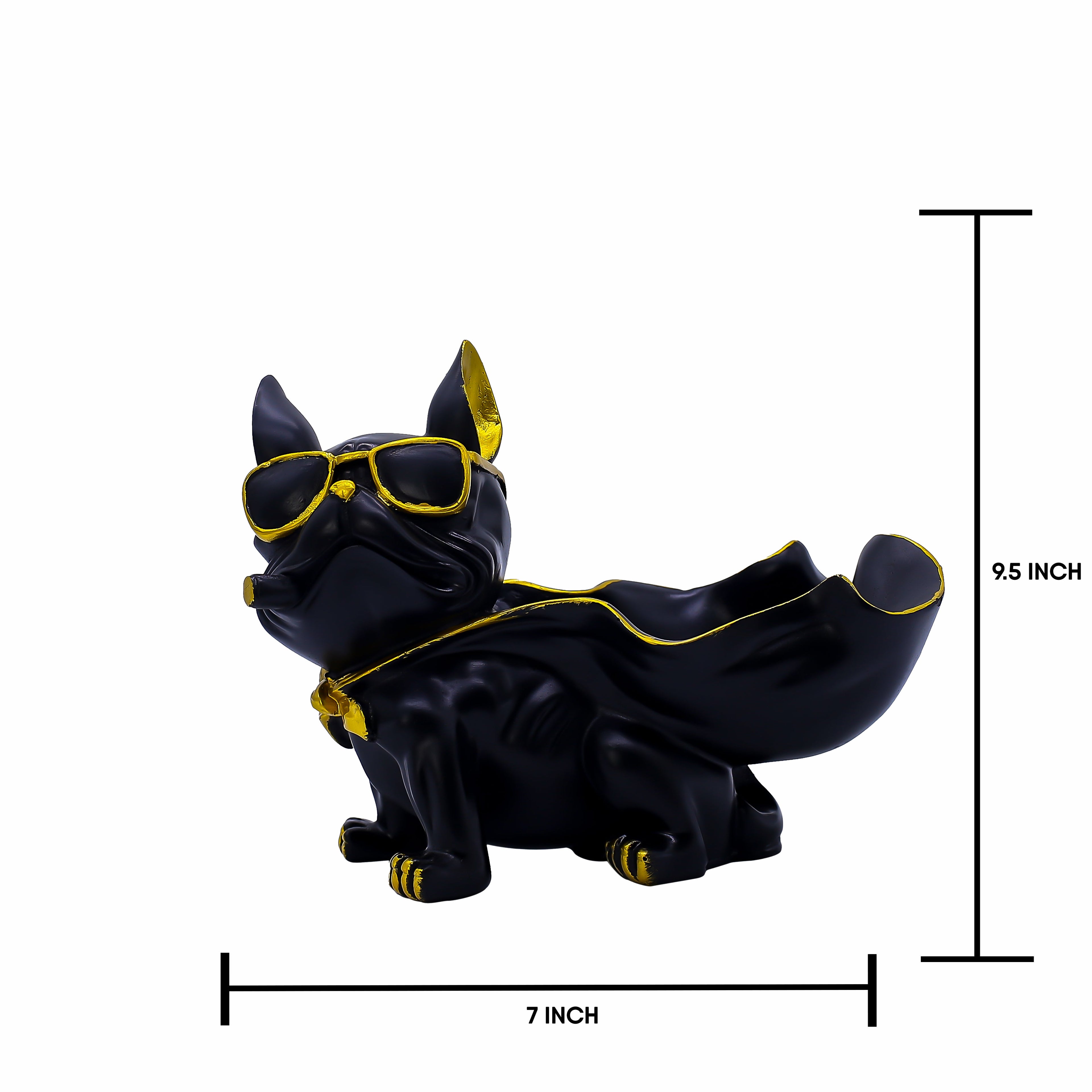 Elegant Tokari Black Dog  Showpiece for Home Dcor | Modern Polyresin Dog Figurine Set with Gold Accents | Tabletop Decorative Statue for Living Room, O