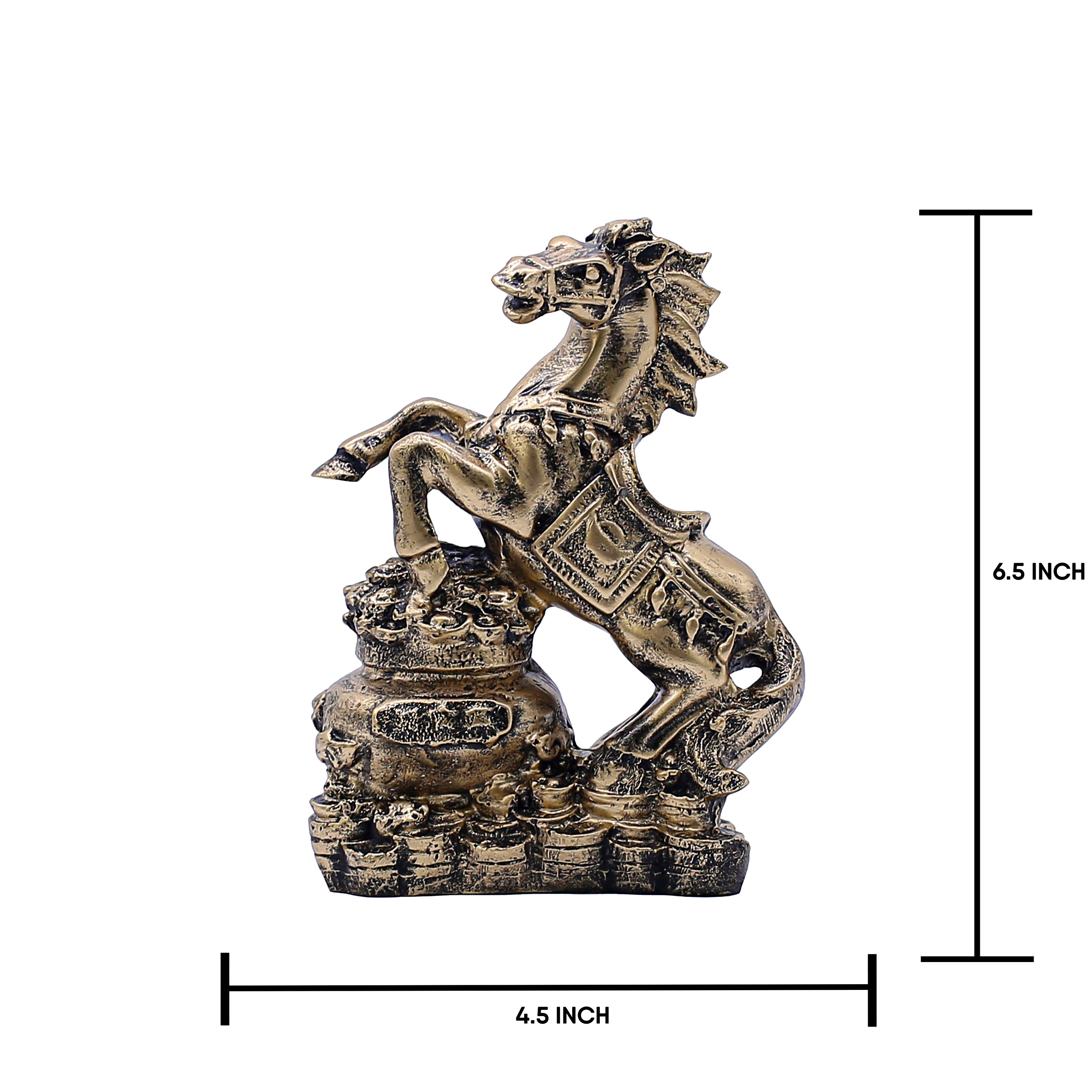 Feng Shui Gold Horse Statue ? Wealth Success Galloping Horse Figurine on Treasure Pot, Decorative Stallion Sculpture for Home Office Desk or Business Prosperity Gift