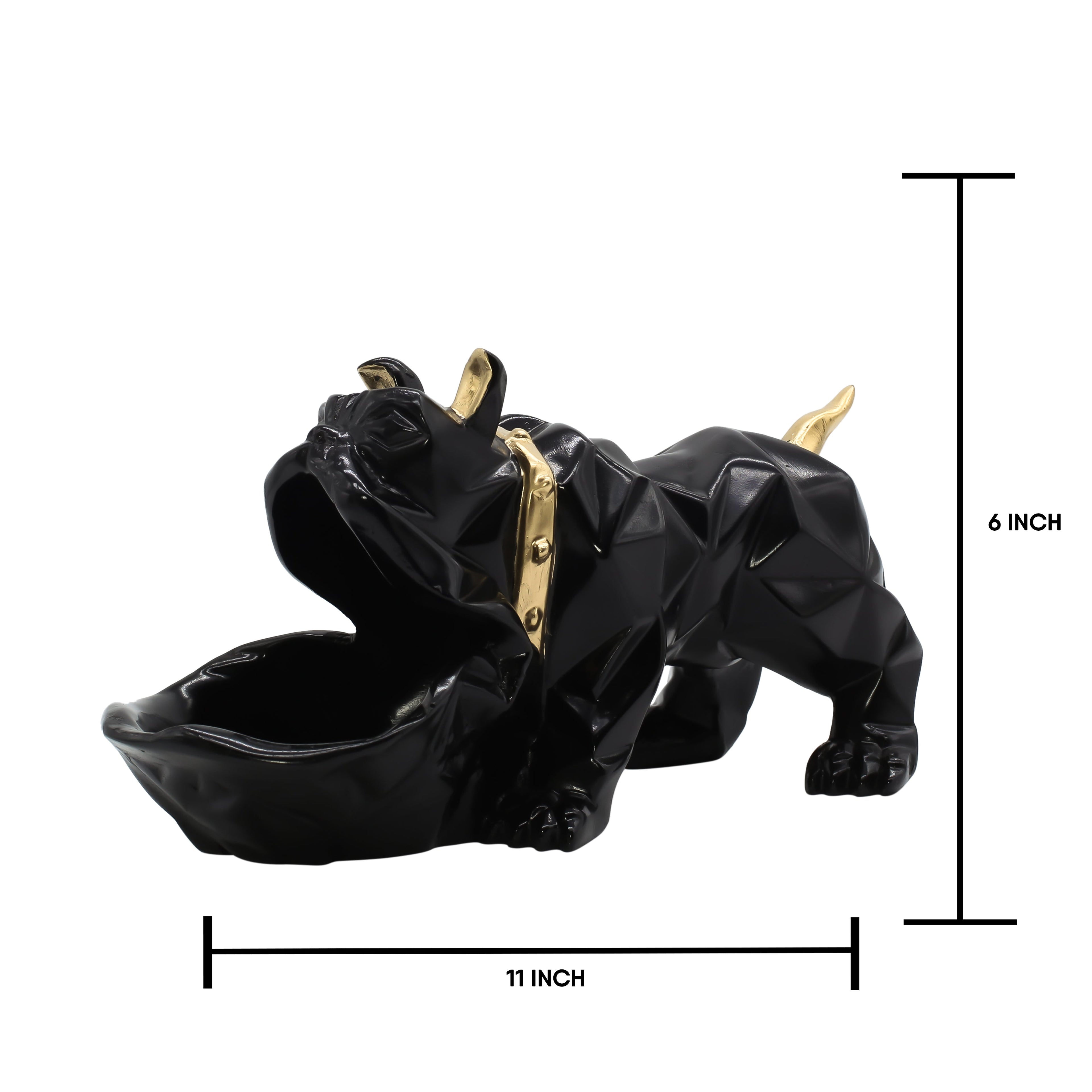 French Bulldog Gentleman Figurine - Decorative Black Dog Statue with Tray & Umbrella for Home Decor, Living Room, Office Desk & Gifting - 10-Inch Handcrafted Resin Art