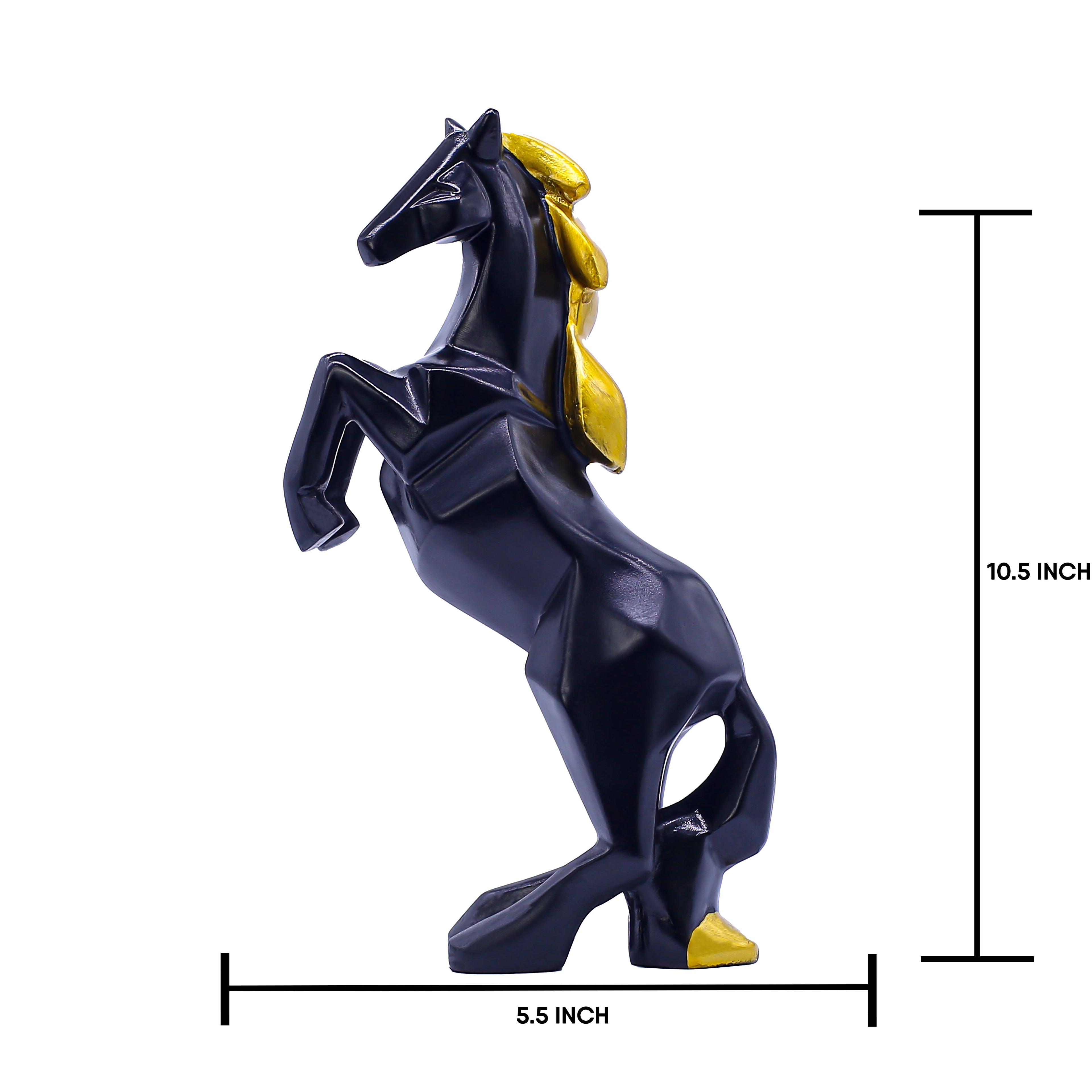 Black & Gold Rearing Horse Showpiece for Home Dcor | Modern Polyresin Horse Figurine Statue | Tabletop Decorative Accent for Living Room, Office & Gift