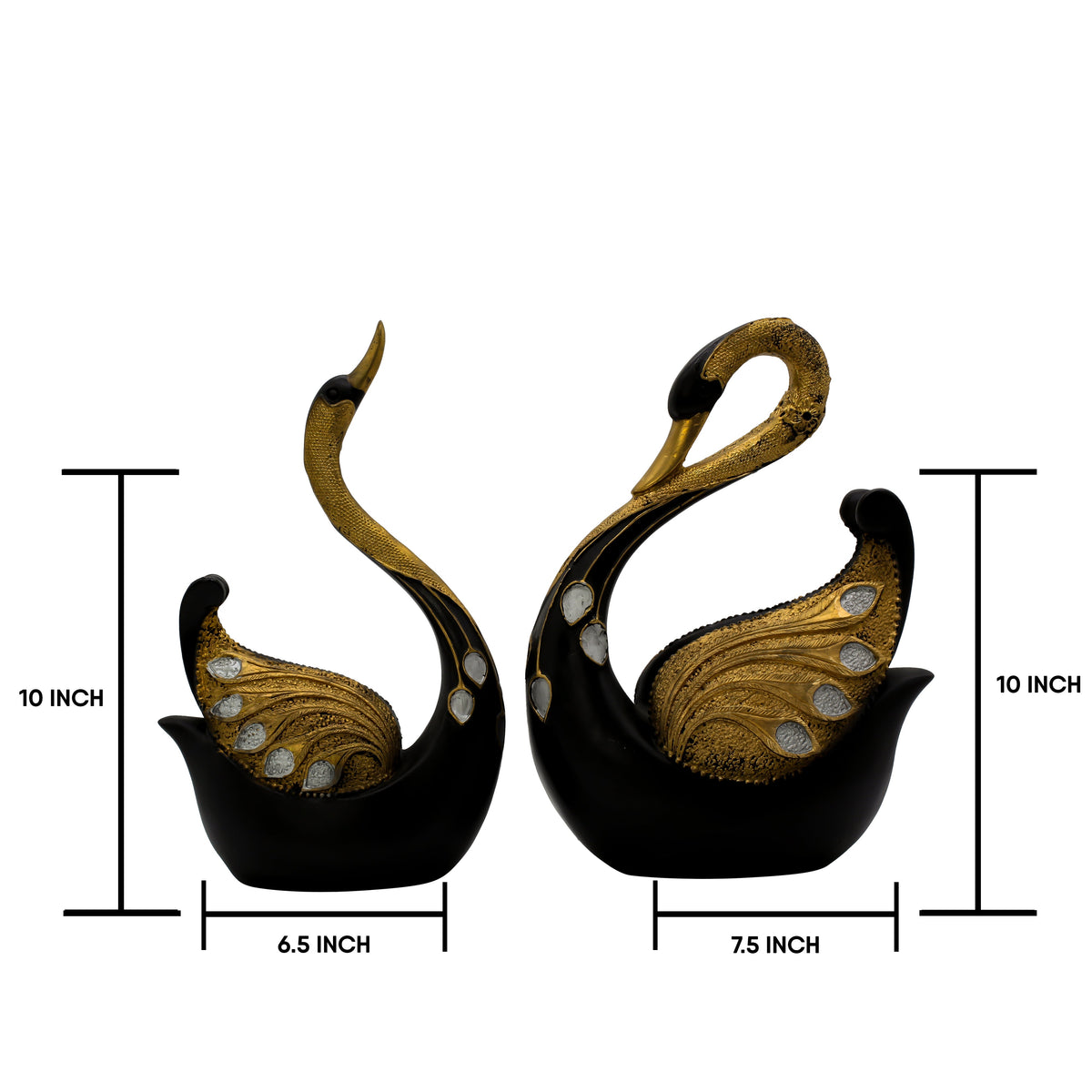Modern Black and Gold Crane Couple Statue ? Elegant Resin Figurine with Textured Wings, Nordic Style Animal Sculpture for Home Decor, Living Room, or Wedding Anniversary Gift
