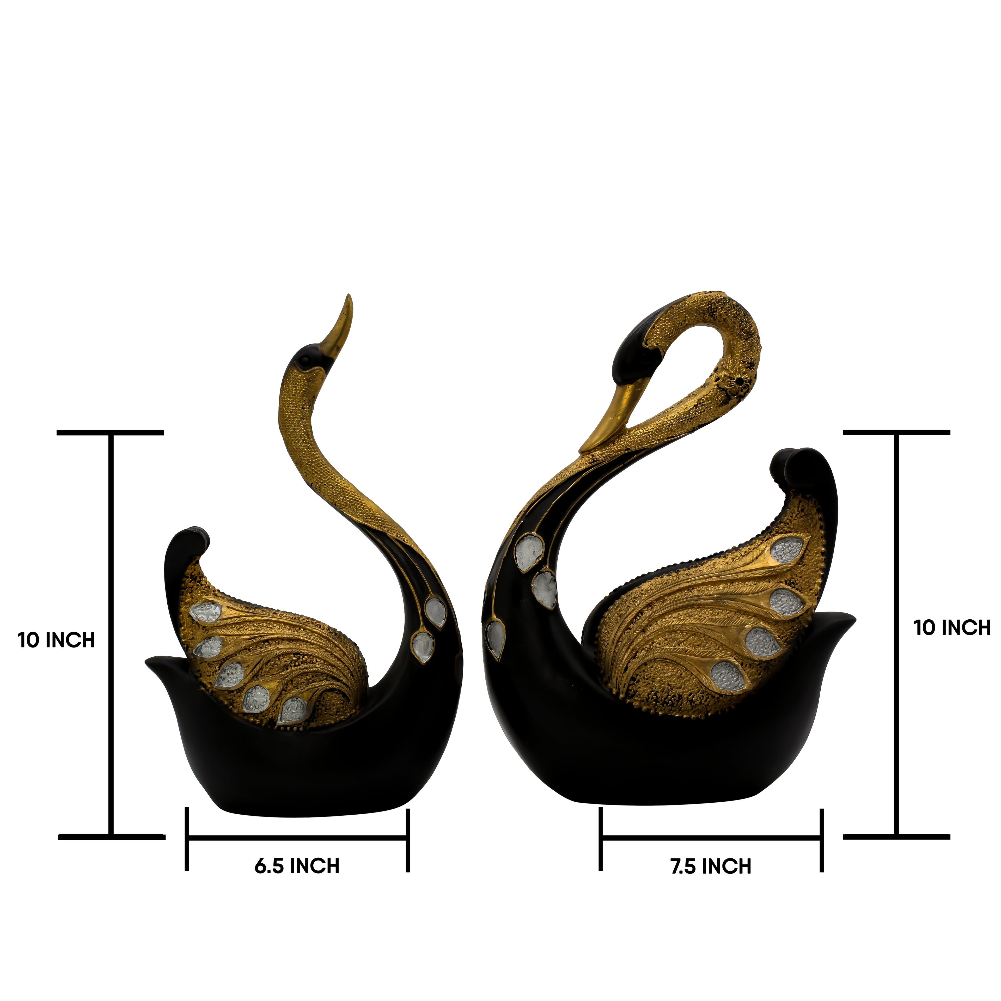 Modern Black and Gold Crane Couple Statue ? Elegant Resin Figurine with Textured Wings, Nordic Style Animal Sculpture for Home Decor, Living Room, or Wedding Anniversary Gift