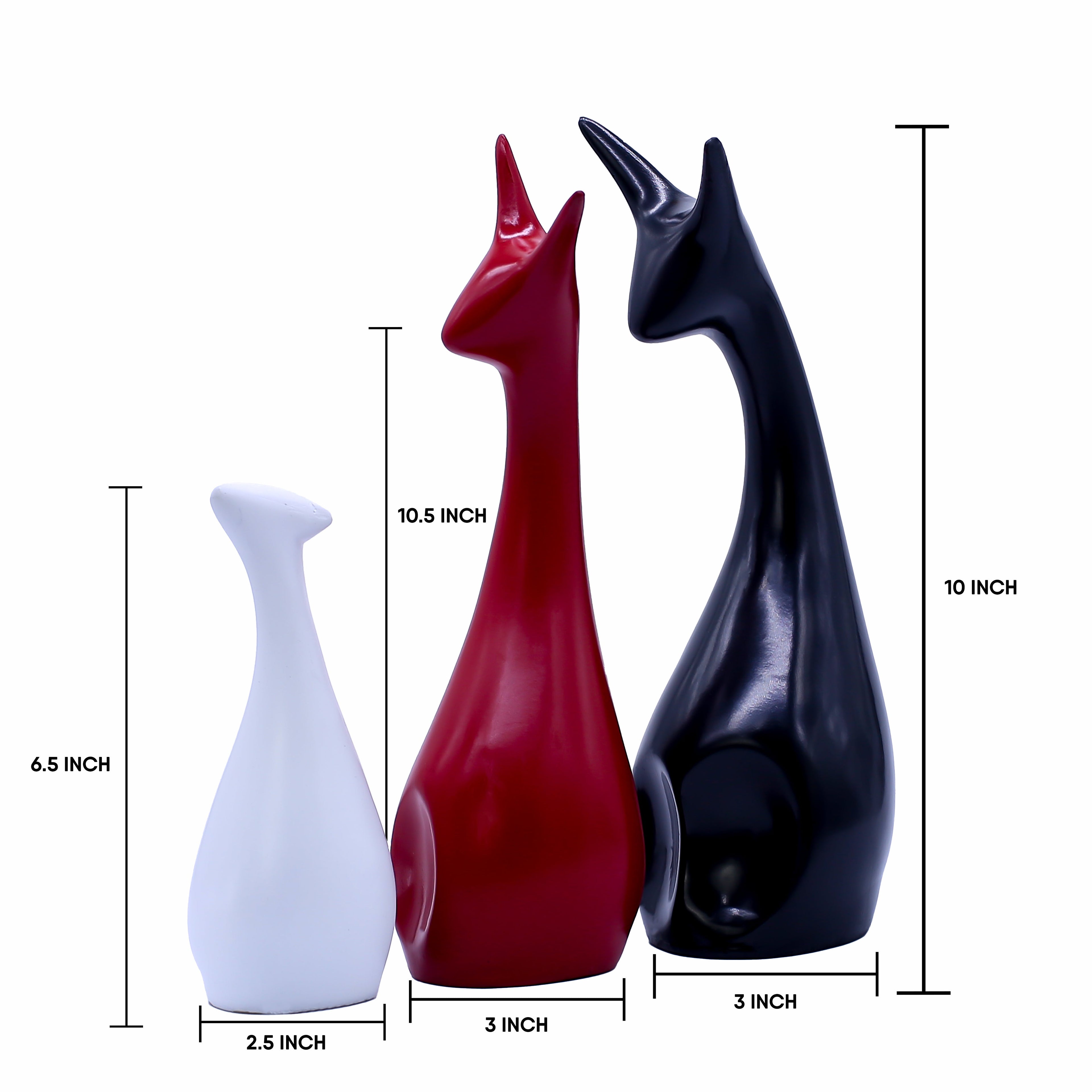 Deer Family Figurines Set of 3, Modern Ceramic Reindeer Statue, Minimalist Animal Home Decor for Living Room Shelf & Tabletop