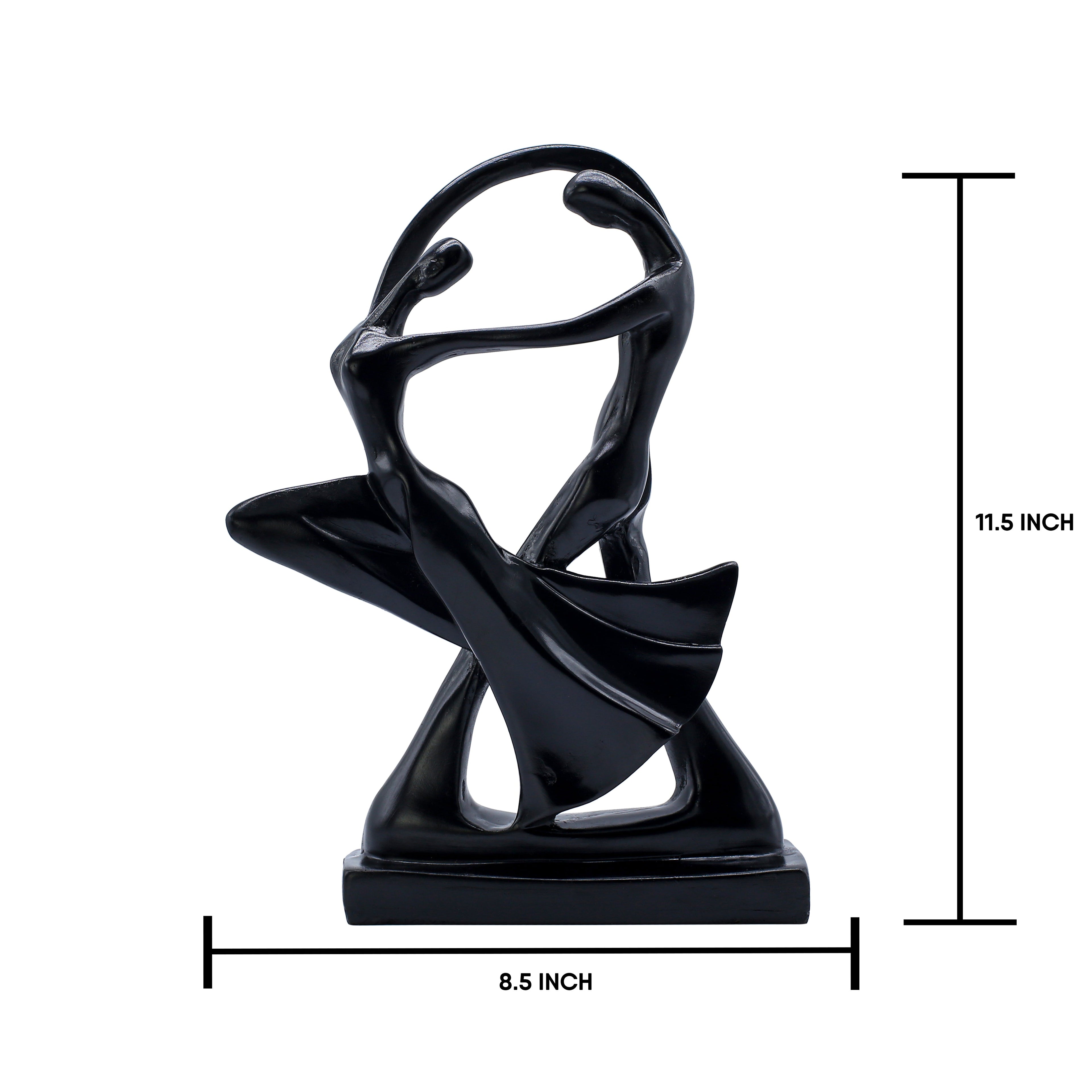Abstract Romantic Couple Showpiece for Home Dcor | Modern Love Statue for Living Room Bedroom Table | Matte Black Resin Sculpture Gift Item