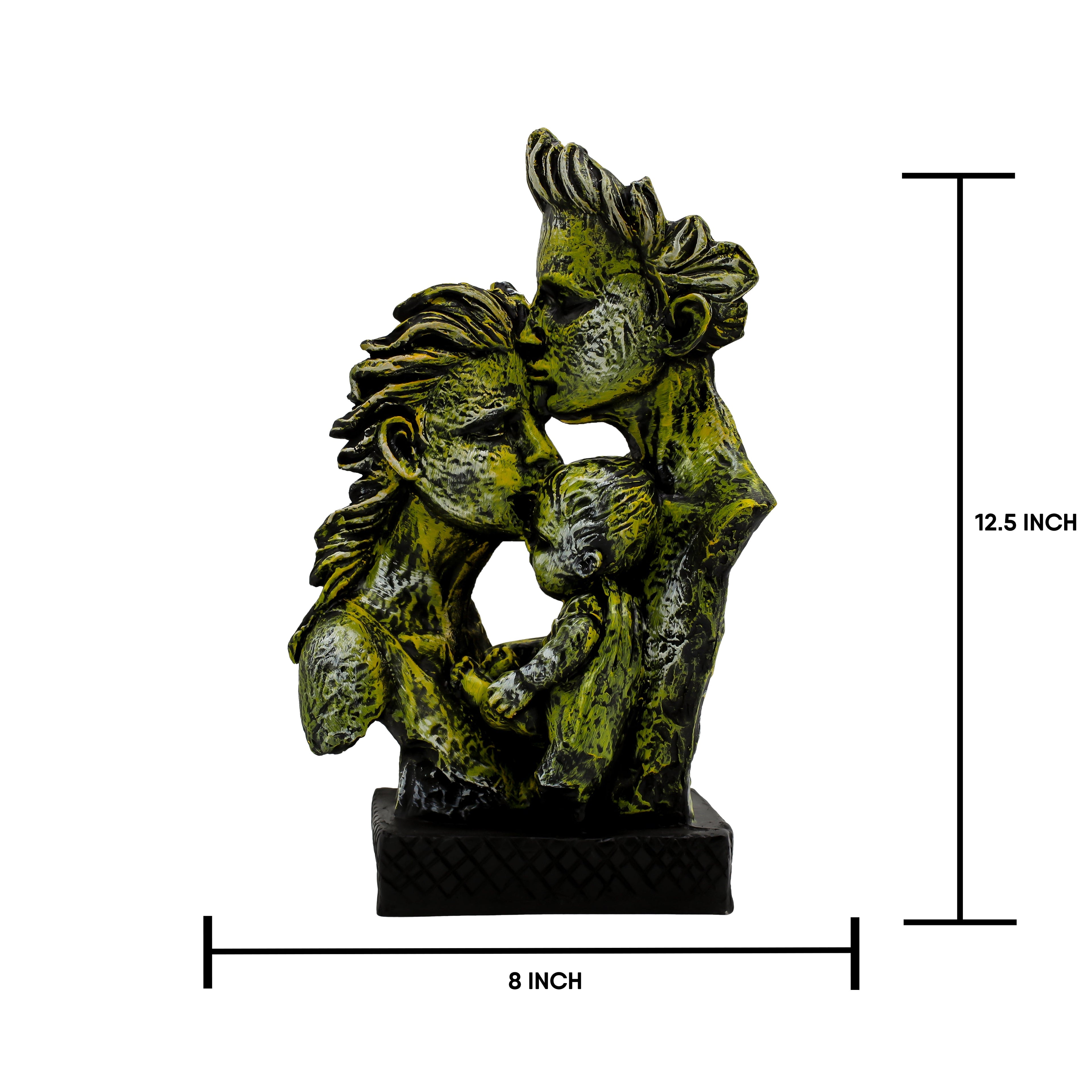 Abstract Family Figure Sculpture ? Modern Mother and Children Art Statue ? Elegant Bronze & Emerald Green Tabletop Decor ? Symbol of Love & Togetherness