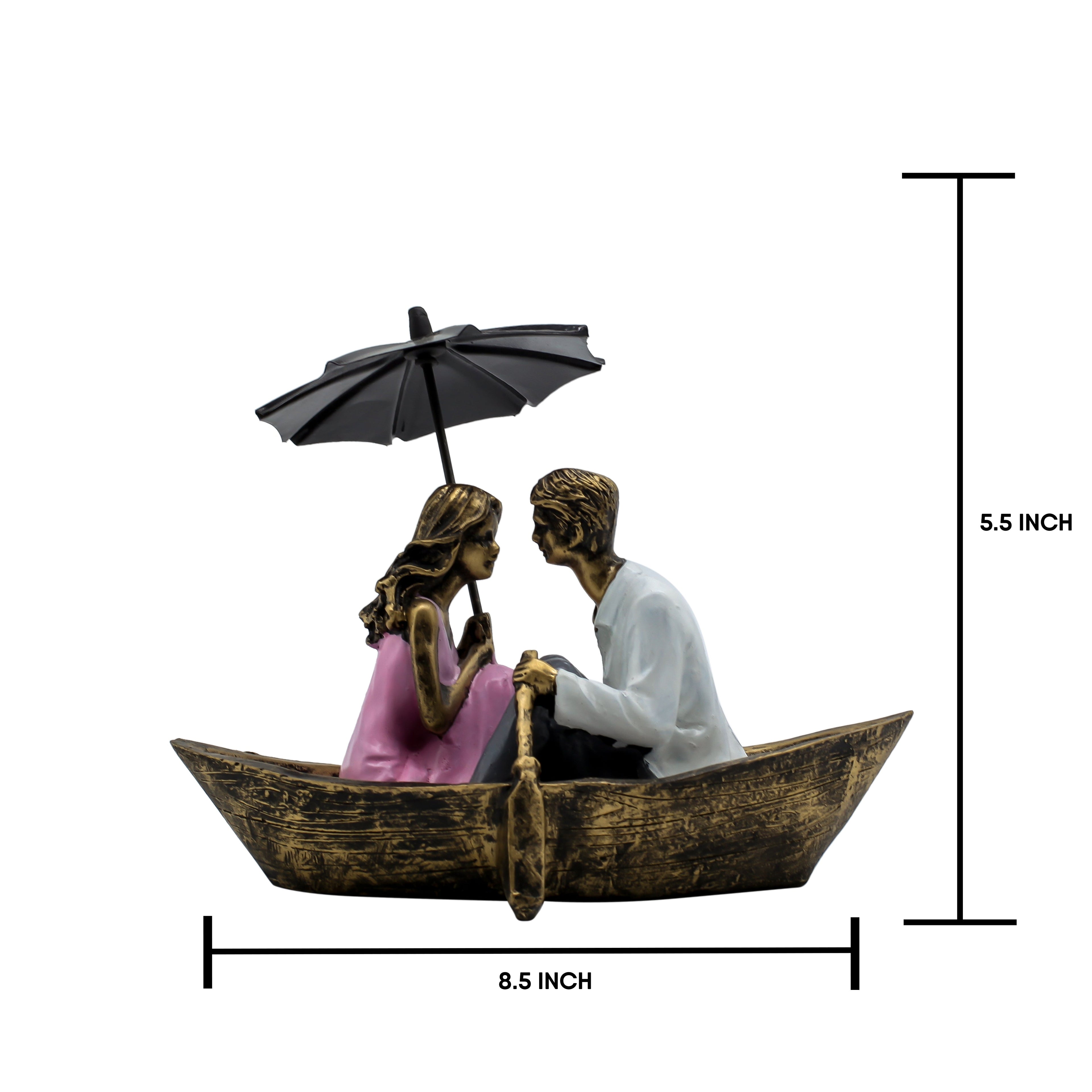 Romantic Boat-LadyPink Couple Showpiece for Home Dcor | Handicrafted Polyresin Love Statue Gift for Anniversary, Wedding & Housewarming