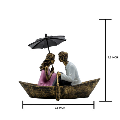 Romantic Boat-LadyPink Couple Showpiece for Home Dcor | Handicrafted Polyresin Love Statue Gift for Anniversary, Wedding & Housewarming