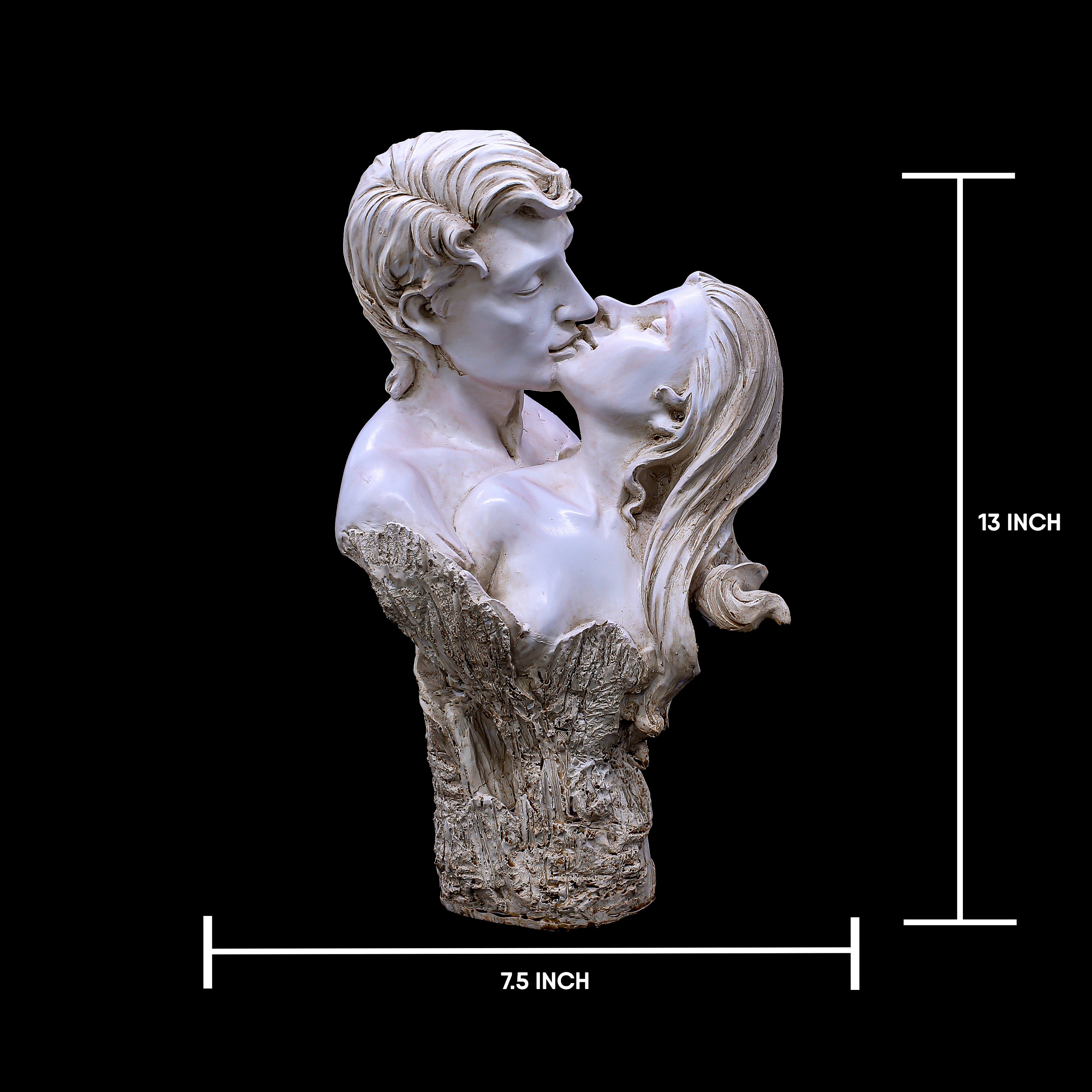 Romantic Couple Showpiece Figurine, Modern Love Statue for Home Decor, Living Room Shelf & Tabletop, Anniversary Gift, Gold & White Decorative Sculpture