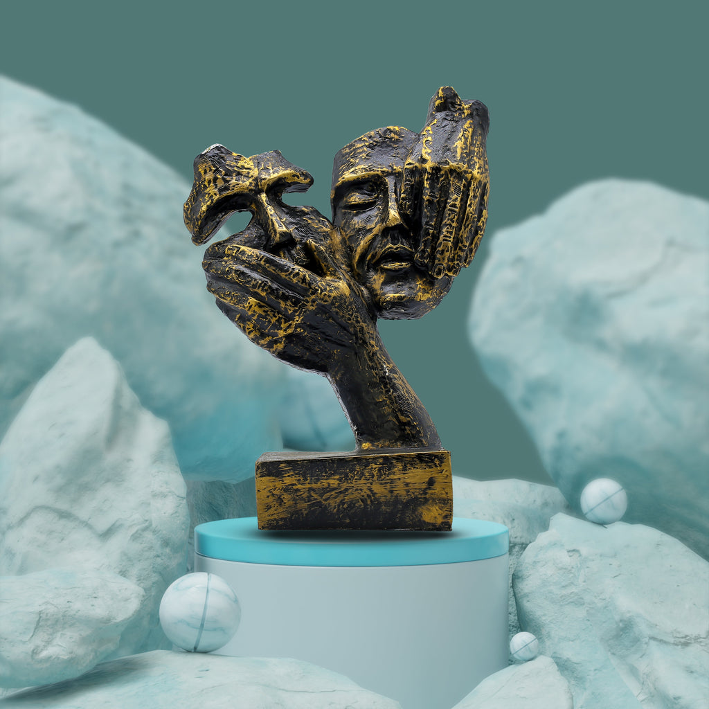 Abstract Couple Love Sculpture Polyresin Showpiece for Home Decor | Modern White Art Statue for Living Room, Bedroom & Gift