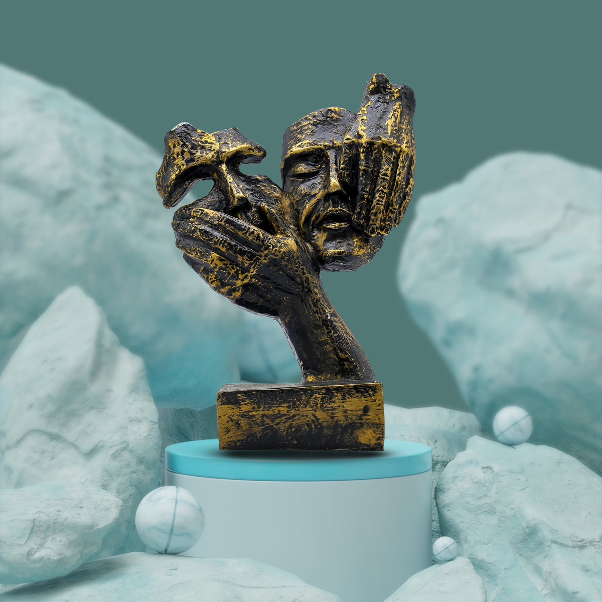Abstract Couple Love Sculpture Polyresin Showpiece for Home Decor | Modern White Art Statue for Living Room, Bedroom & Gift
