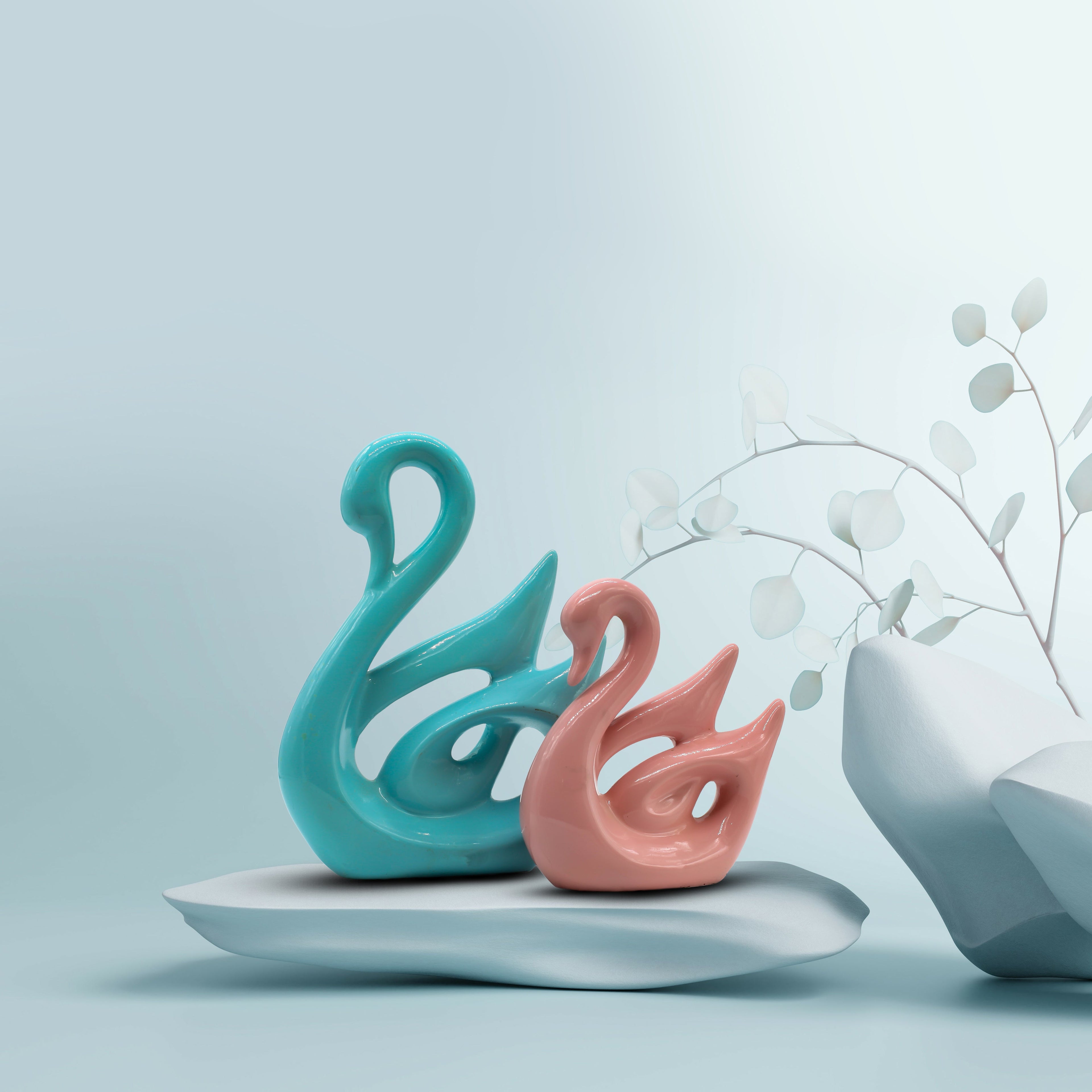 Modern Crane Couple Statue ? Elegant Resin Figurine with Textured Wings, Nordic Style Animal Sculpture for Home Decor, Living Room, or Wedding Anniversary Gift