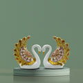 Modern White and Gold Crane Couple Statue ? Elegant Resin Figurine with Textured Wings, Nordic Style Animal Sculpture for Home Decor, Living Room, or Wedding Anniversary Gift