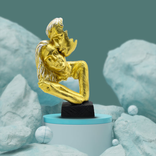 Abstract Couple Love Sculpture Polyresin Showpiece for Home Decor | Modern White Art Statue for Living Room, Bedroom & Gift