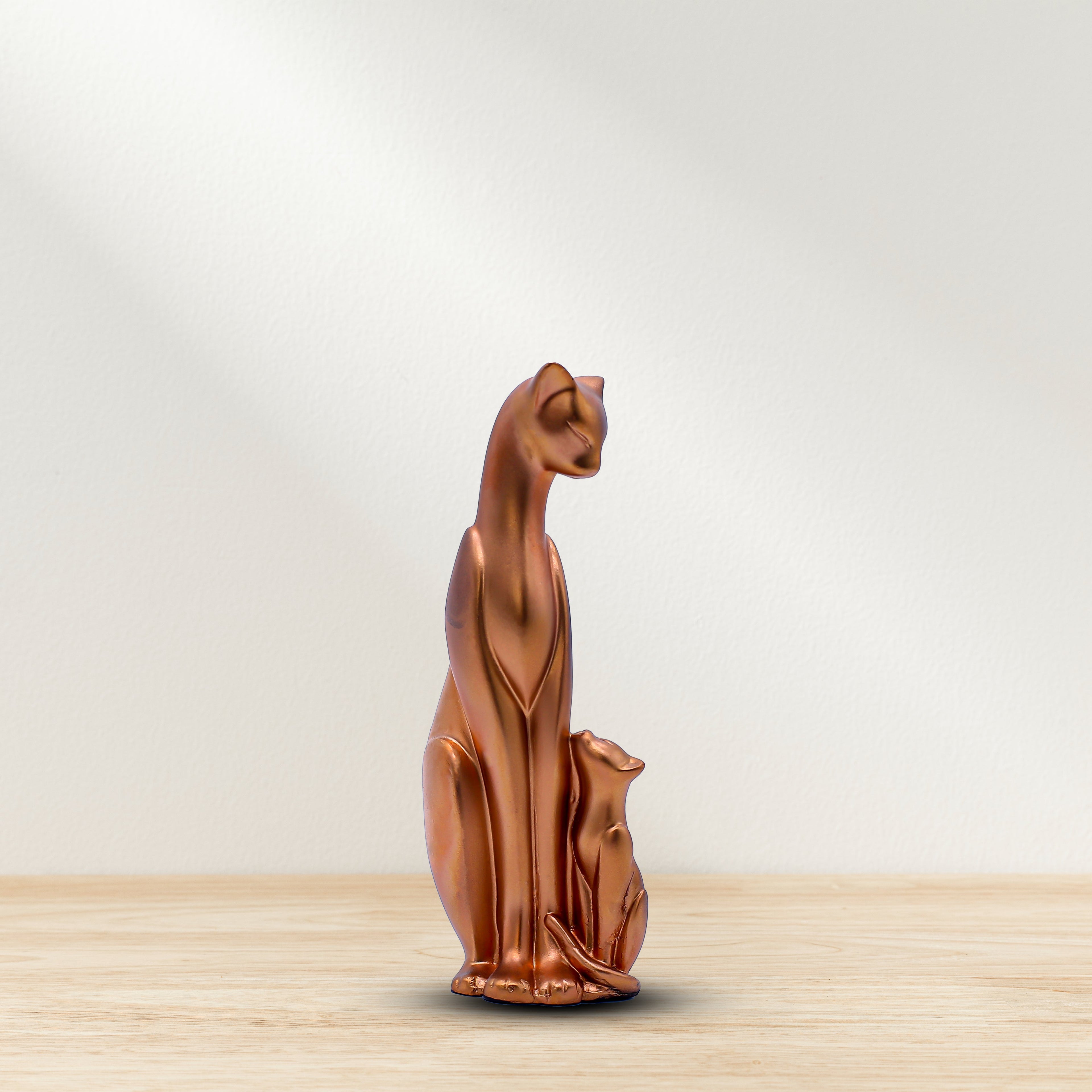 Modern Ceramic Cat Family Figurines Set of 3 ? Abstract Porcelain Feline Statues for Home Decor, Living Room Shelf & Tabletop ? Glossy Black White Brown Animal Sculptures