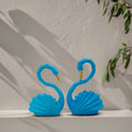 Modern Geometric Blue Swan Figurines ? Set of 2 Faceted Resin Swan Statues with Gold Beaks, Nordic Style Animal Sculpture for Wedding Gift, Anniversary, Bedroom, or Living Room Decoration