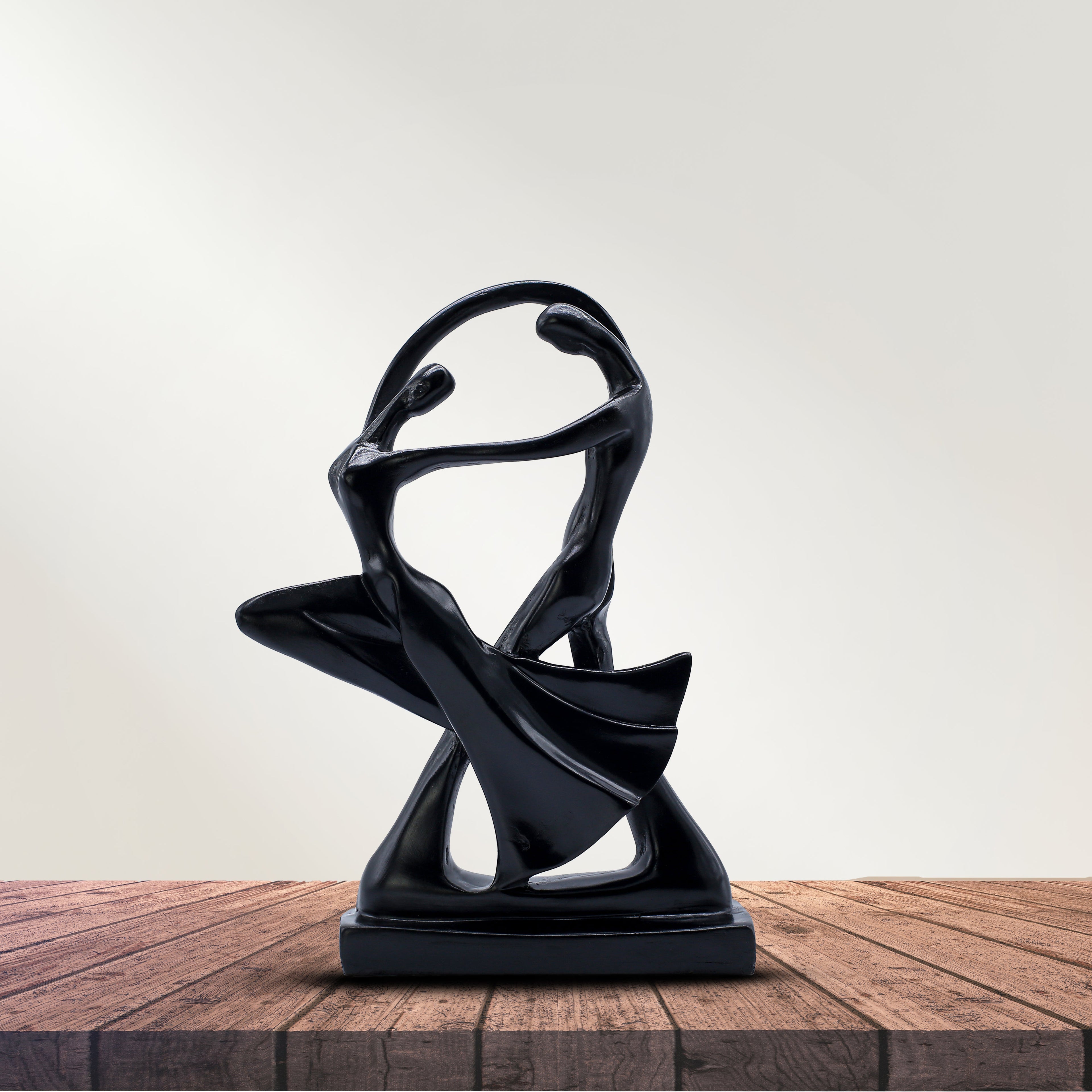 Abstract Romantic Couple Showpiece for Home Dcor | Modern Love Statue for Living Room Bedroom Table | Matte Black Resin Sculpture Gift Item