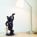 French Bulldog Gentleman Figurine - Decorative Black Dog Statue with Tray & Umbrella for Home Decor, Living Room, Office Desk & Gifting - 10-Inch Handcrafted Resin Art