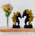 Luxury Black & Gold Horse Head Showpiece Set of 2 for Home Dcor | Royal Polyresin Horse Figurines | Tabletop Decorative Statues for Living Room, Office & Premium Gift