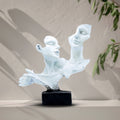 Abstract Double Face Sculpture | Modern White Artistic Showpiece | Polyresin Figurine for Home Decor, Living Room Shelf & Office Table