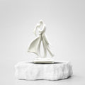 Elegant Dancing Embracing Couple Statue Showpiece | White Polyresin Wedding Gift & Home Decor Figurine | Anniversary, Valentine & Romantic Present