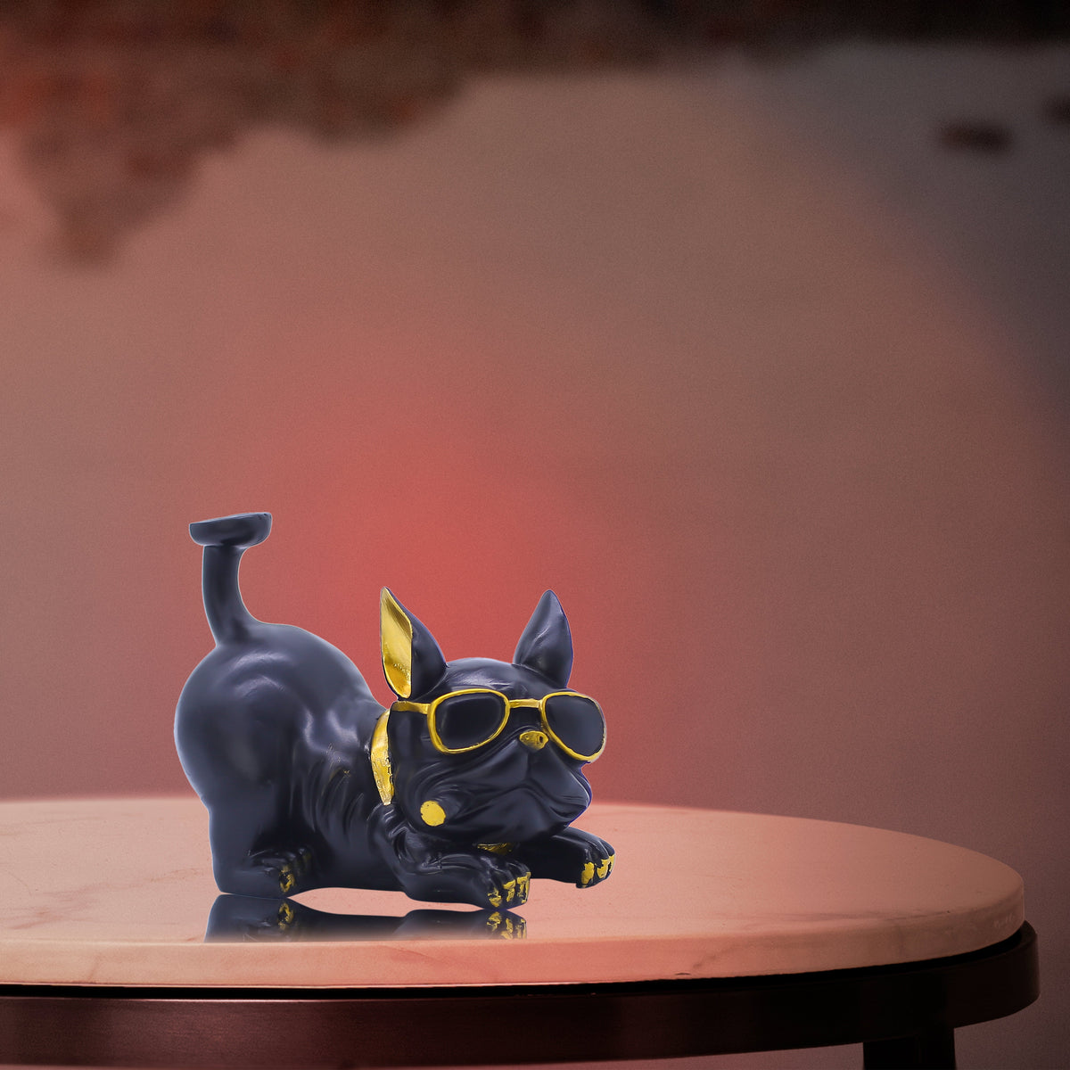 French Bulldog Gentleman Figurine - Decorative Black Dog Statue with Tray & Umbrella for Home Decor, Living Room, Office Desk & Gifting - 10-Inch Handcrafted Resin Art