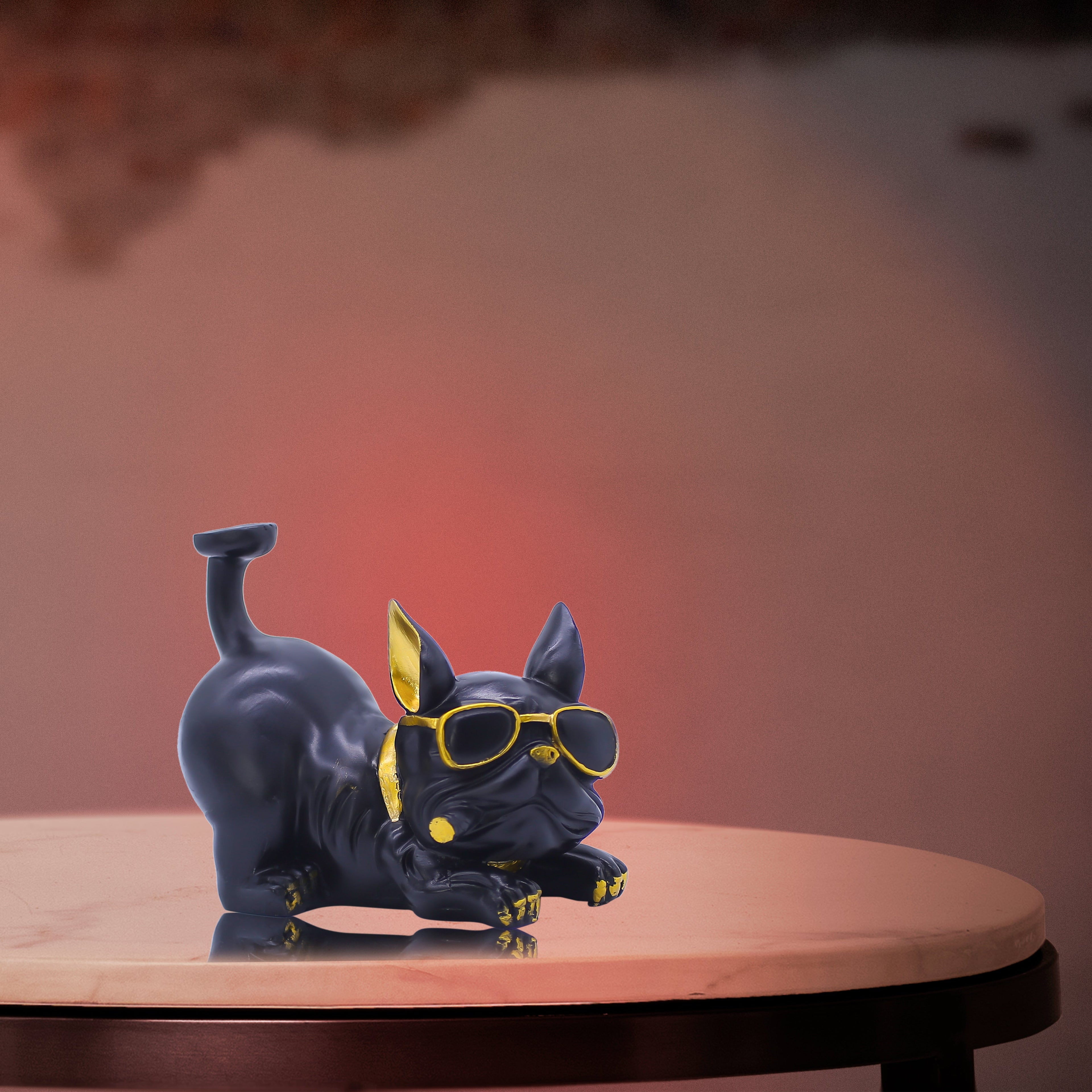 French Bulldog Gentleman Figurine - Decorative Black Dog Statue with Tray & Umbrella for Home Decor, Living Room, Office Desk & Gifting - 10-Inch Handcrafted Resin Art